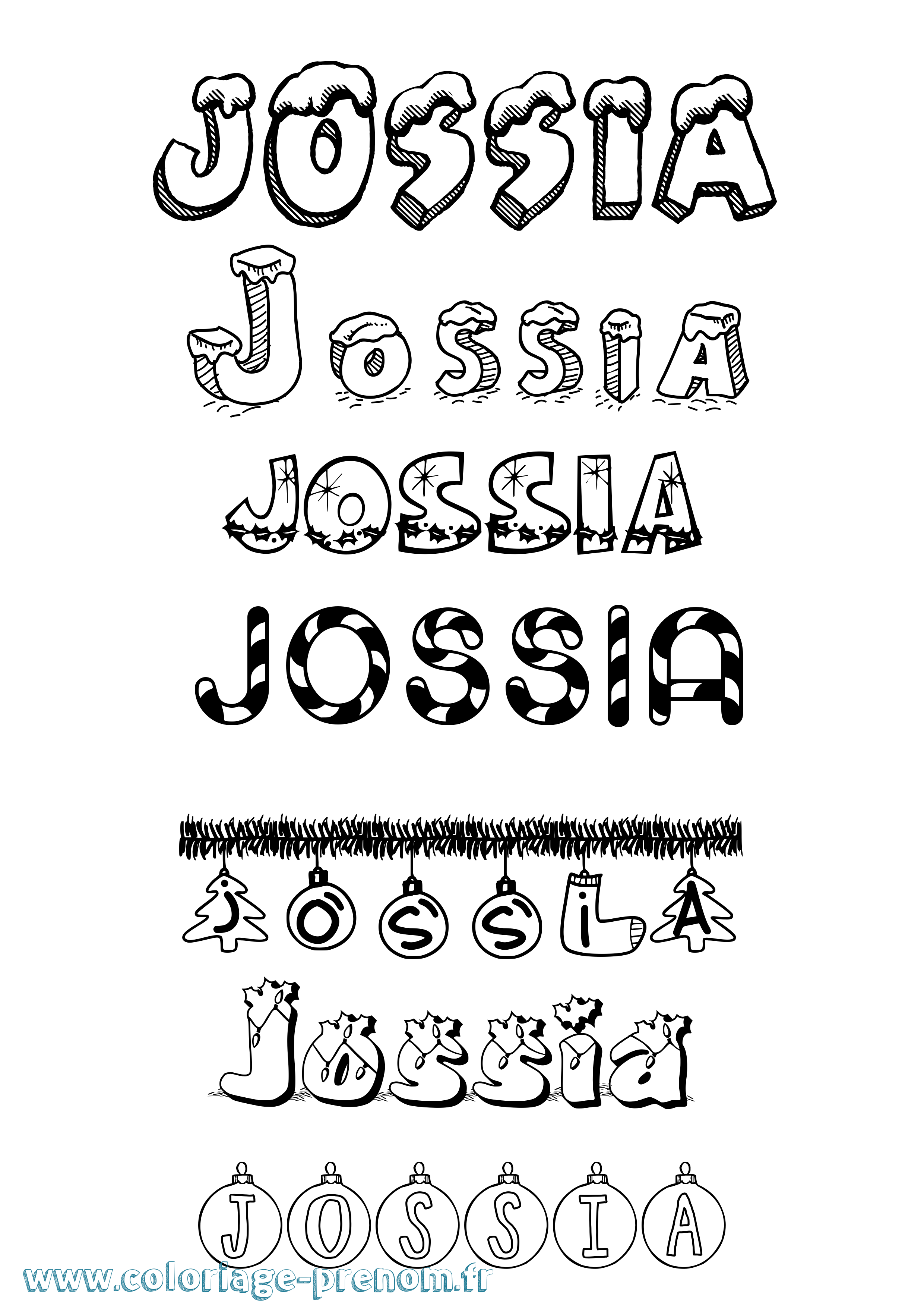 Coloriage Jossia Noël Coloriage prénom Jossia Noël