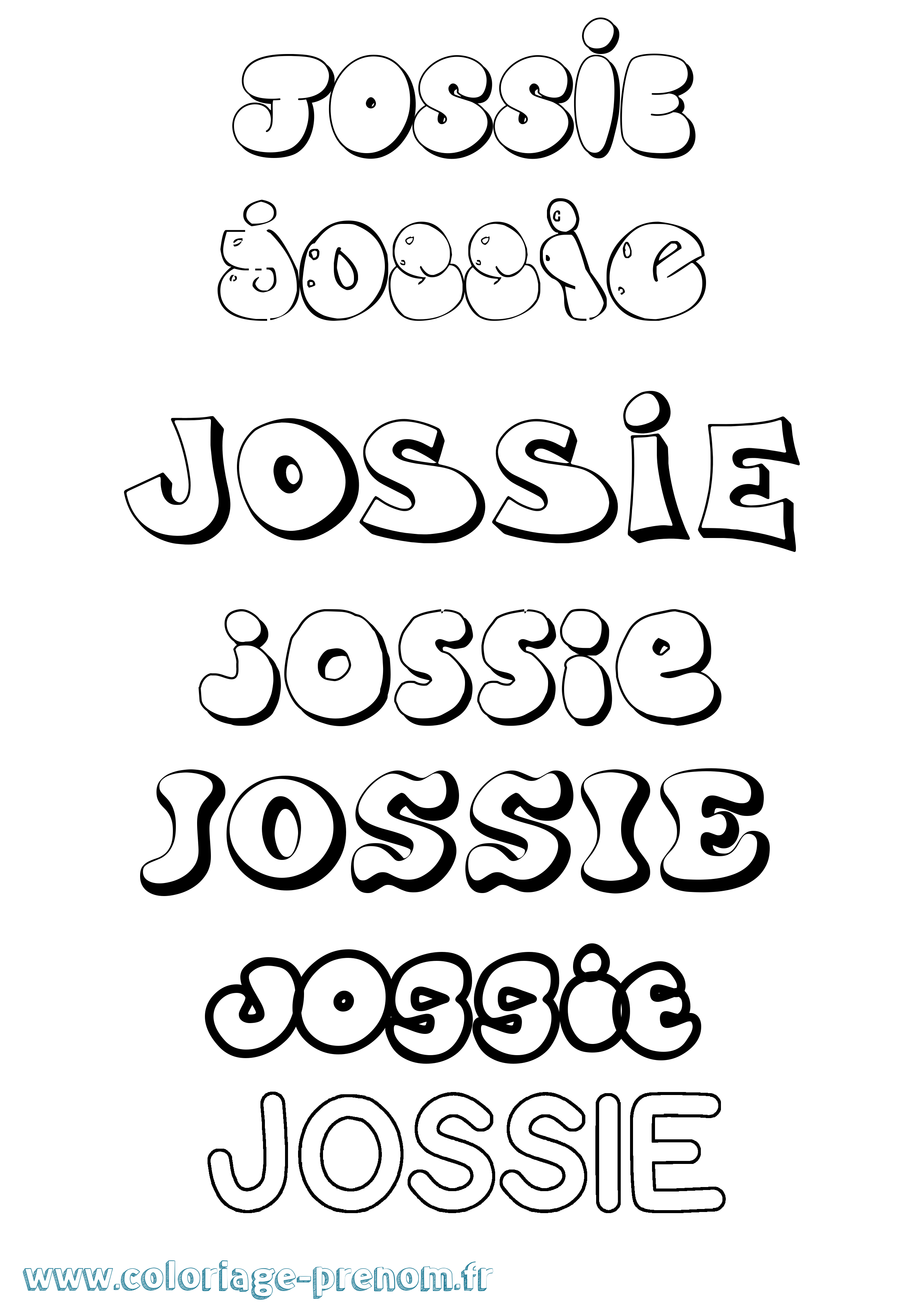 Coloriage Jossie Bubble Coloriage prénom Jossie Bubble
