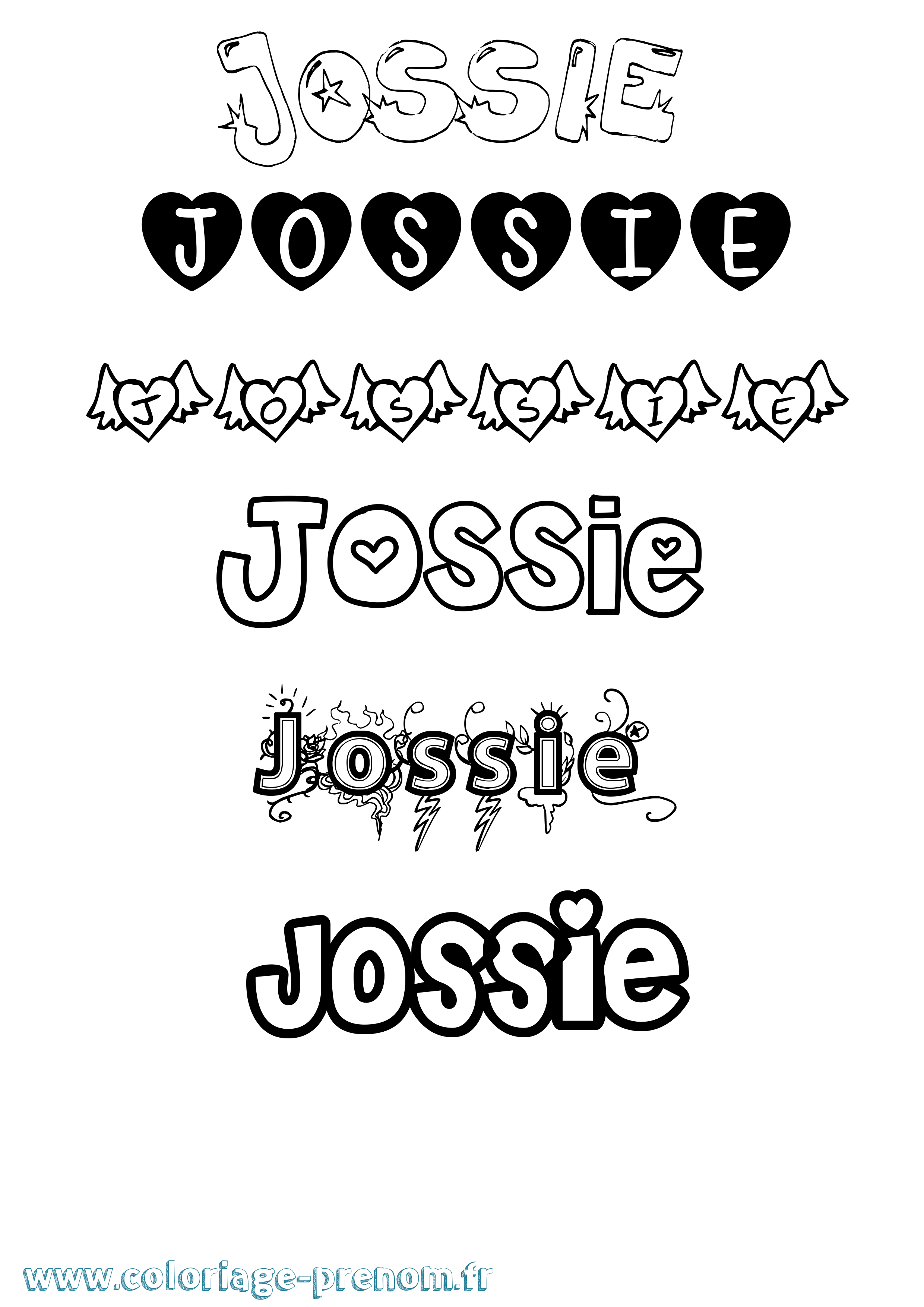 Coloriage Jossie Girly Coloriage prénom Jossie Girly