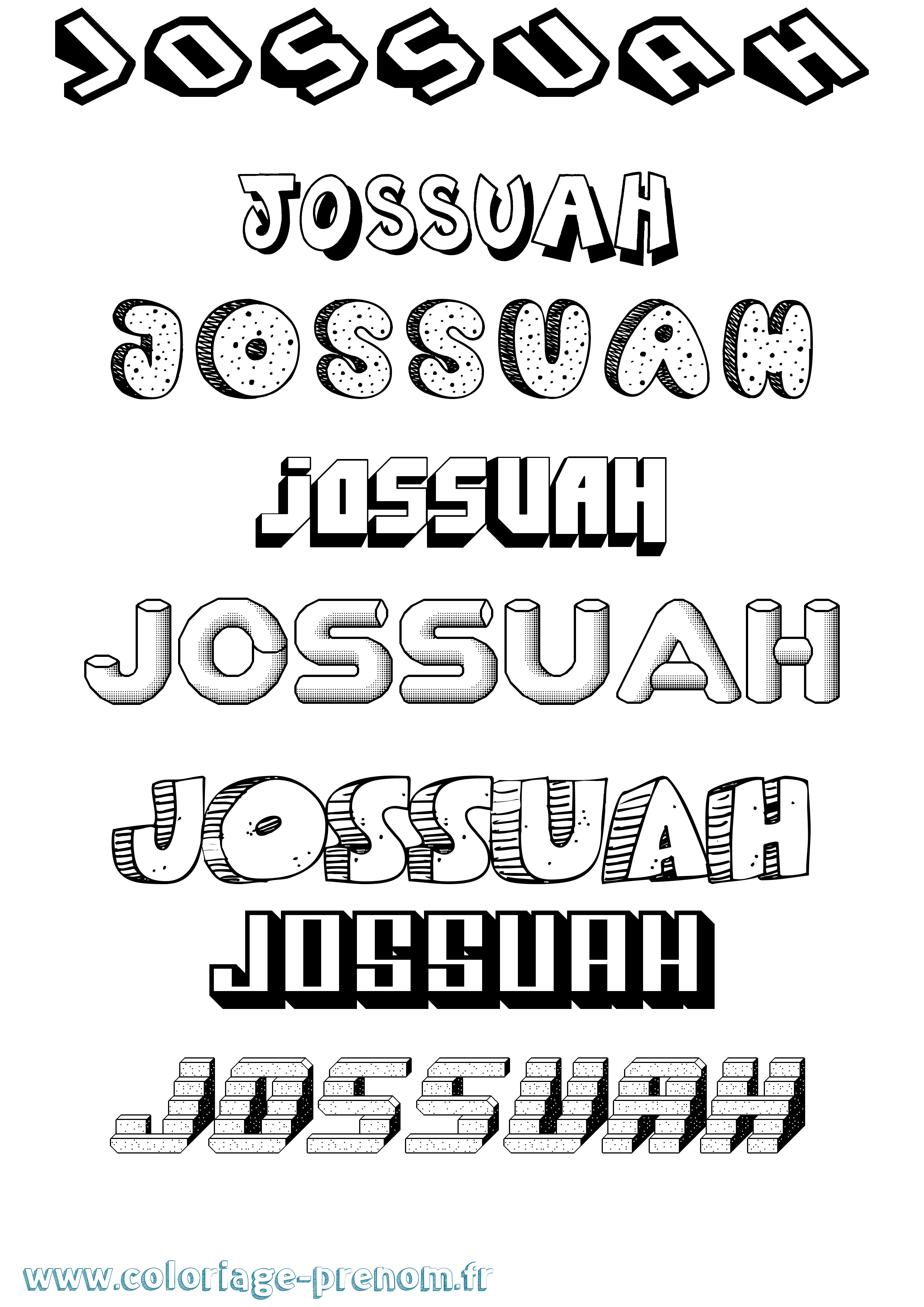 Coloriage Jossuah Effet 3D Coloriage prénom Jossuah Effet 3D