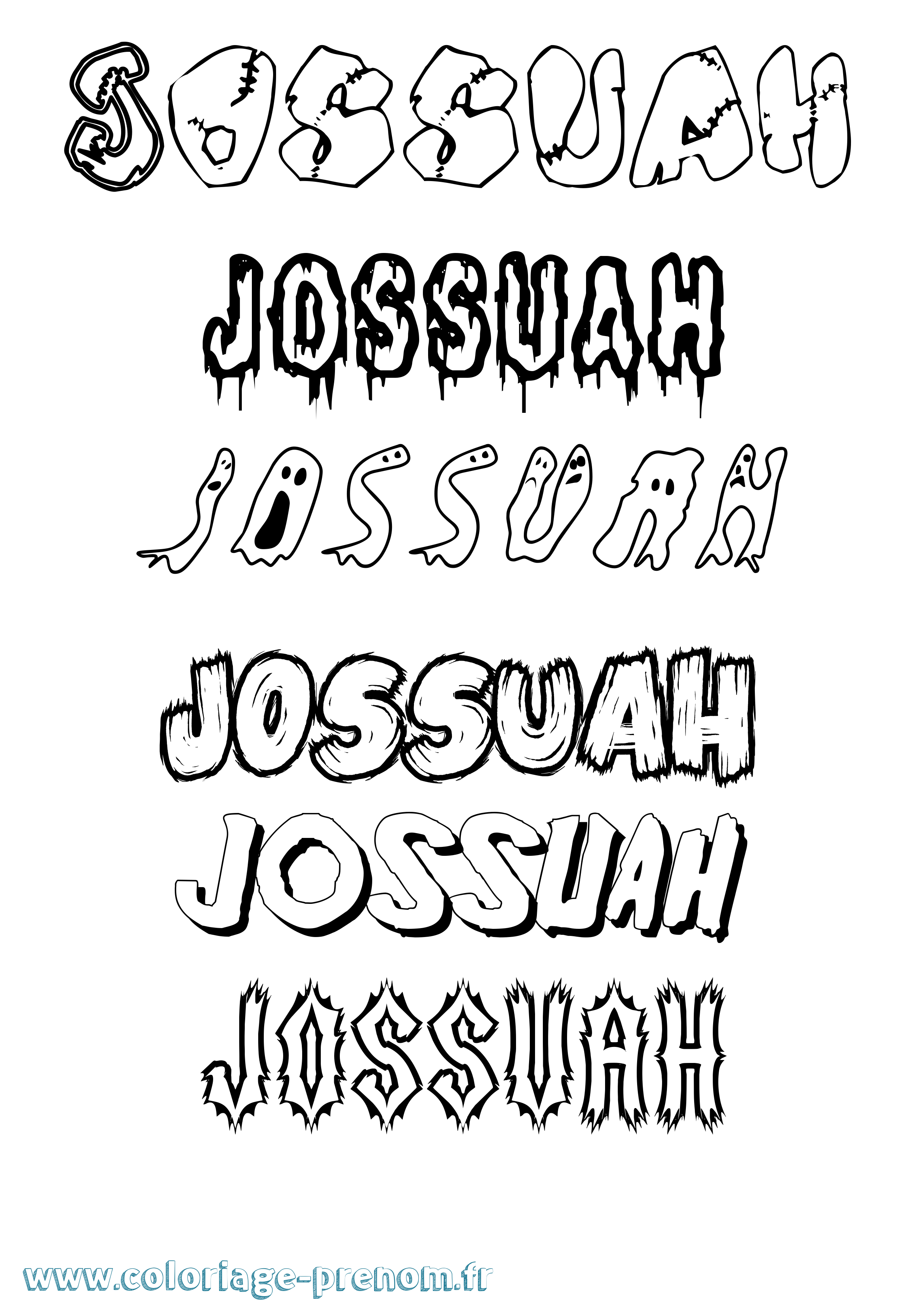 Coloriage Jossuah Frisson Coloriage prénom Jossuah Frisson