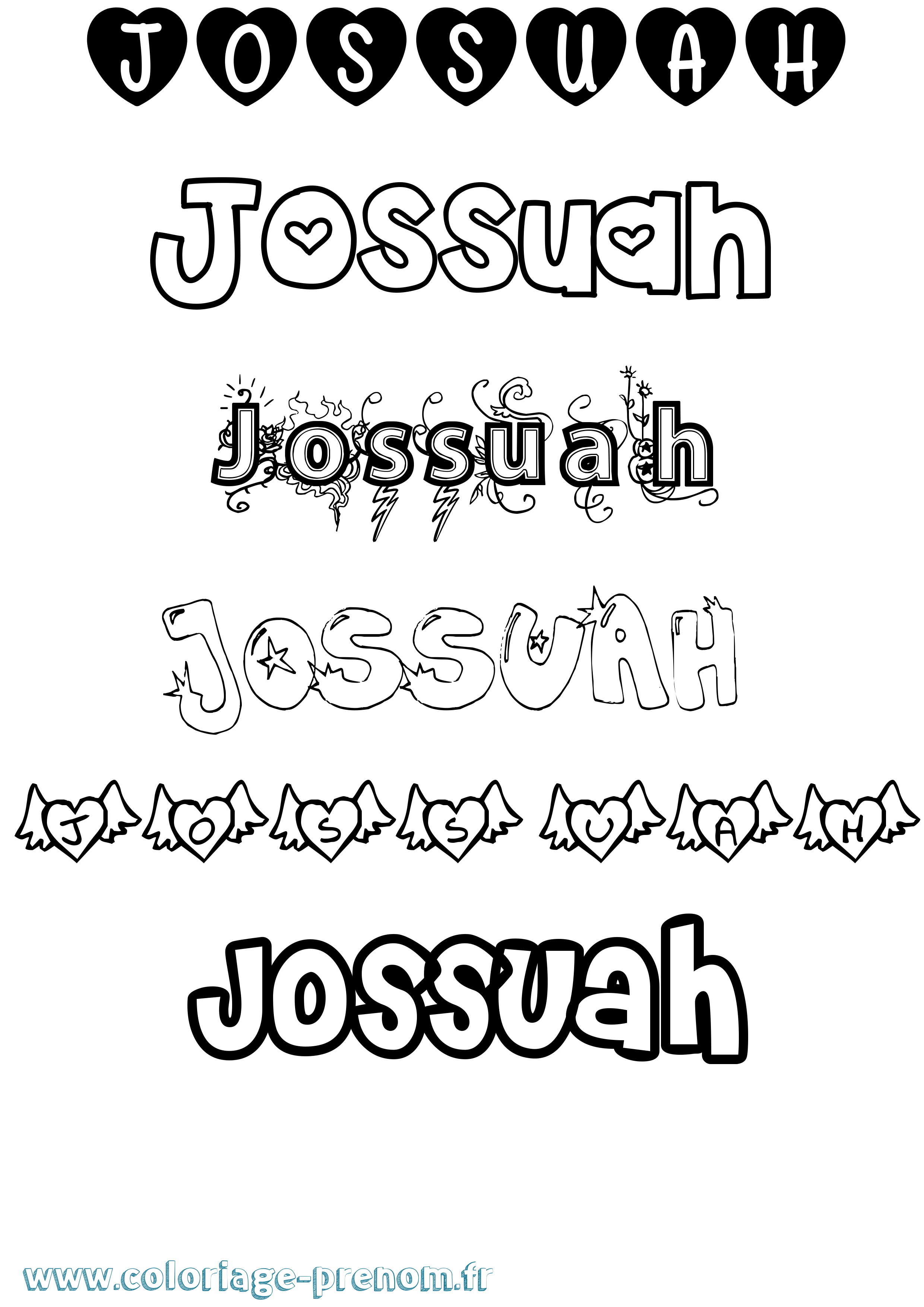 Coloriage Jossuah Girly Coloriage prénom Jossuah Girly