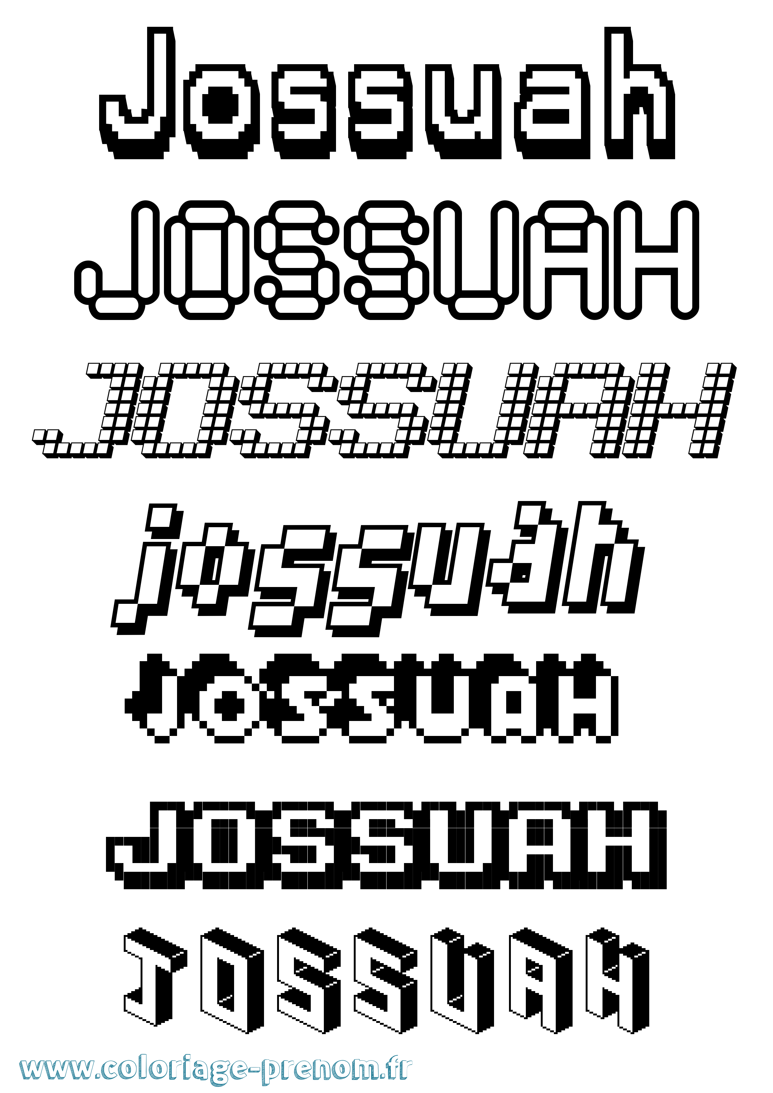 Coloriage Jossuah Pixel Coloriage prénom Jossuah Pixel