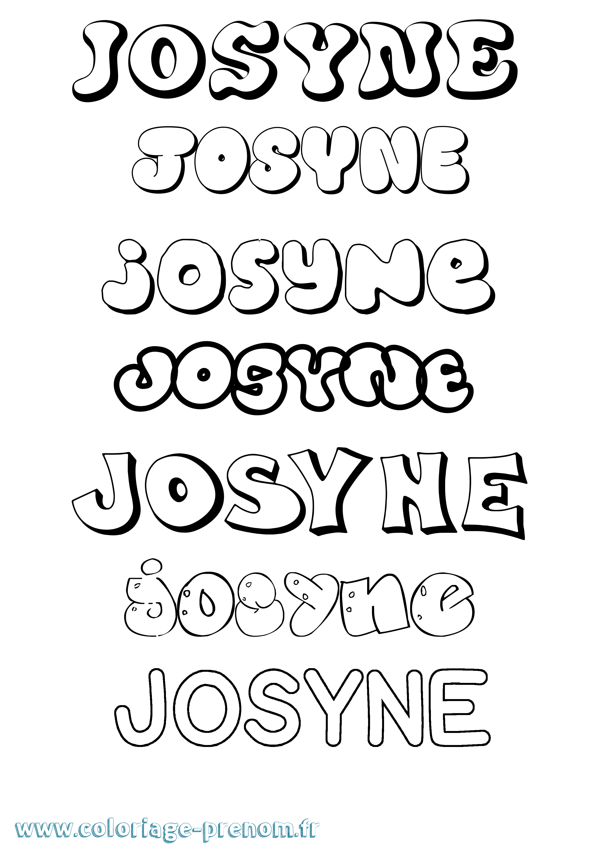 Coloriage Josyne Bubble Coloriage prénom Josyne Bubble