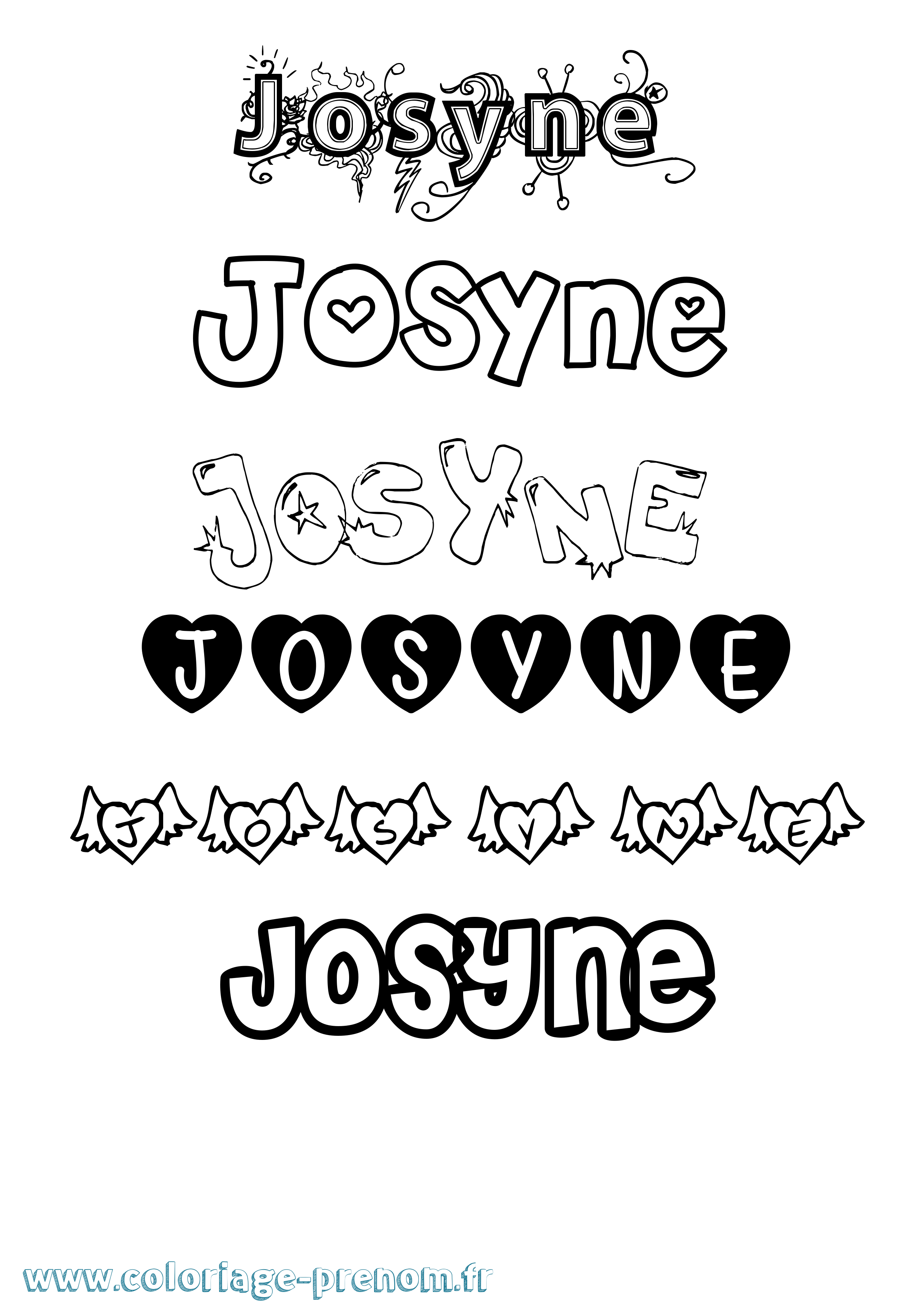 Coloriage Josyne Girly Coloriage prénom Josyne Girly