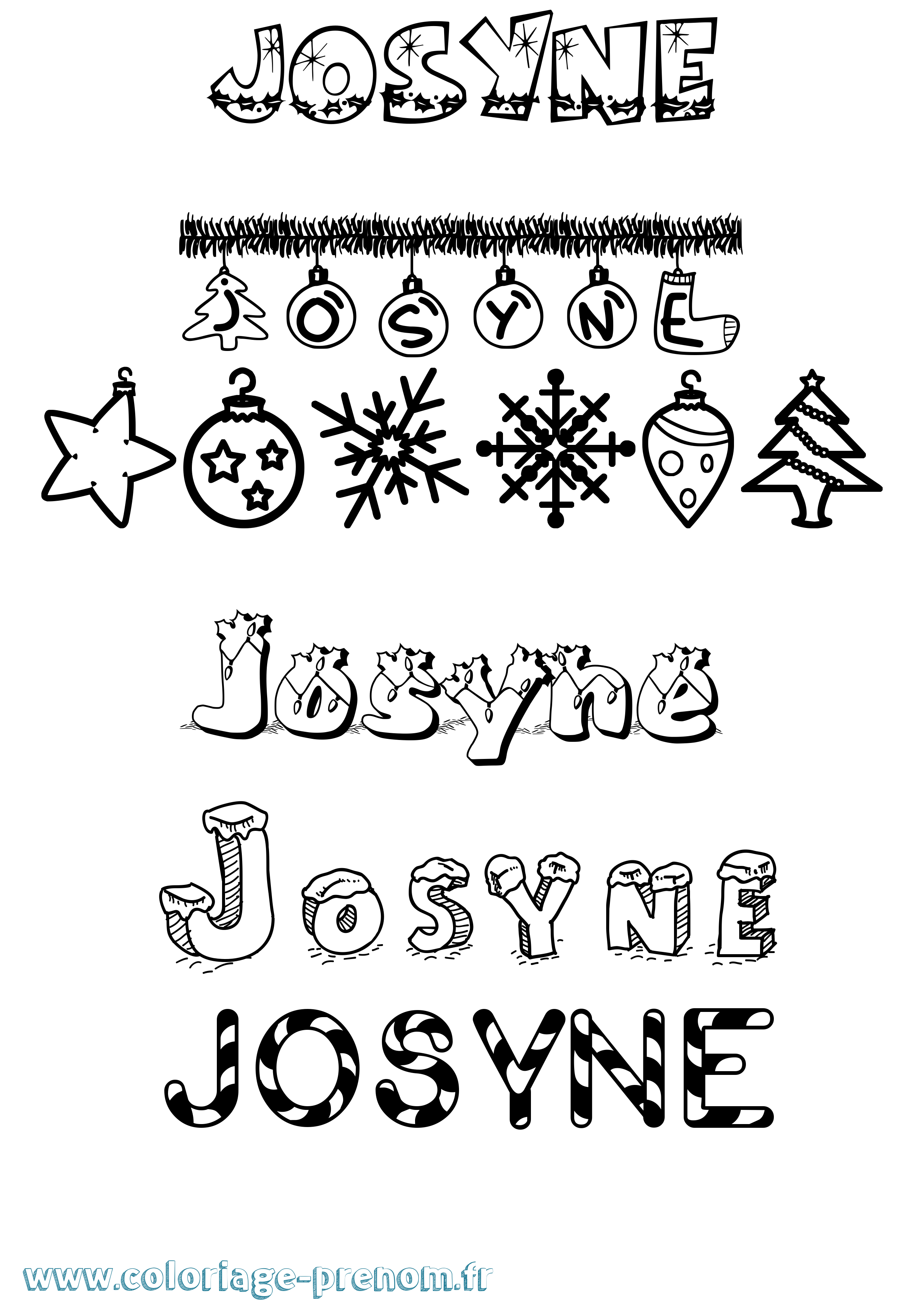 Coloriage Josyne Noël Coloriage prénom Josyne Noël