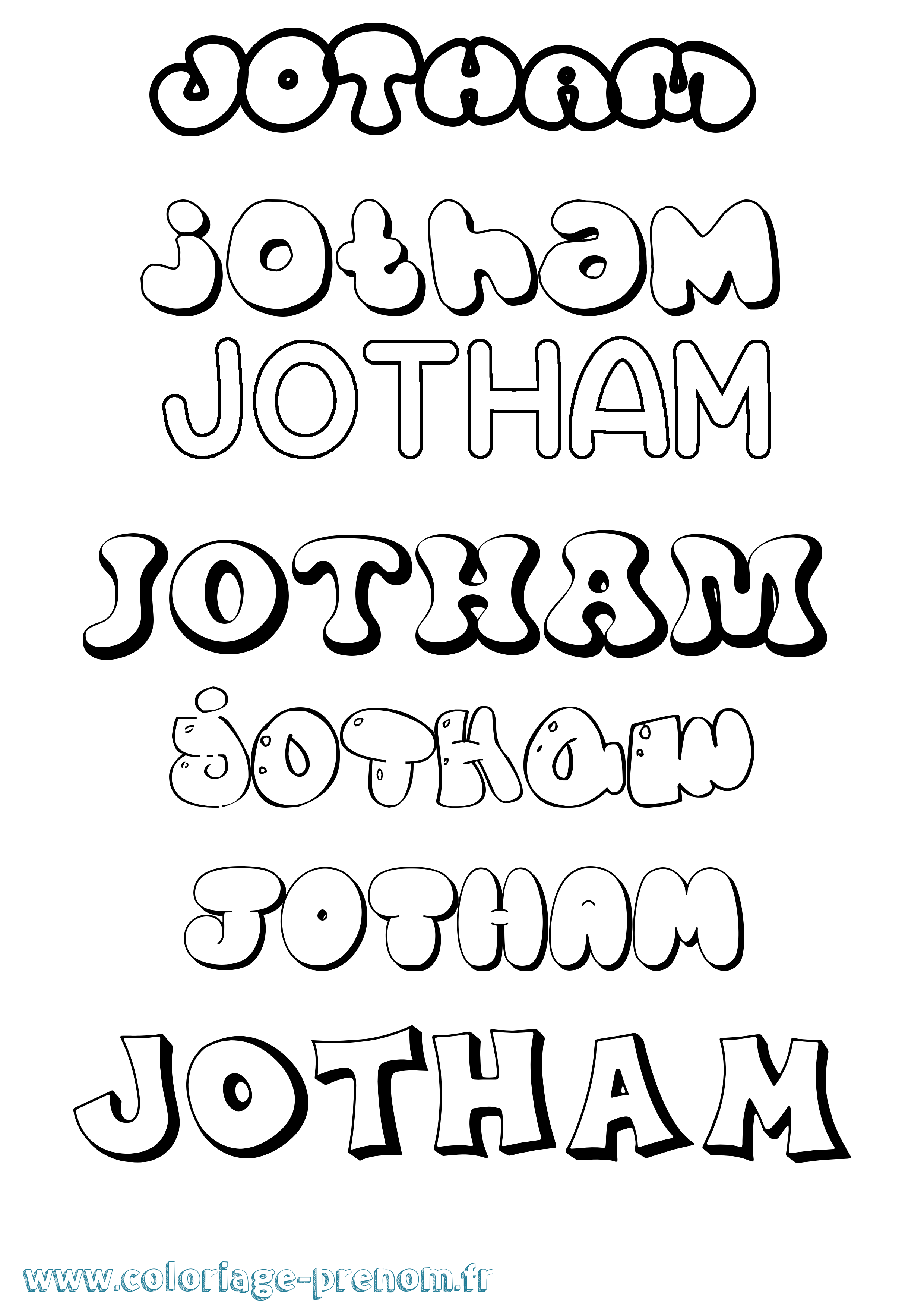Coloriage Jotham Bubble Coloriage prénom Jotham Bubble