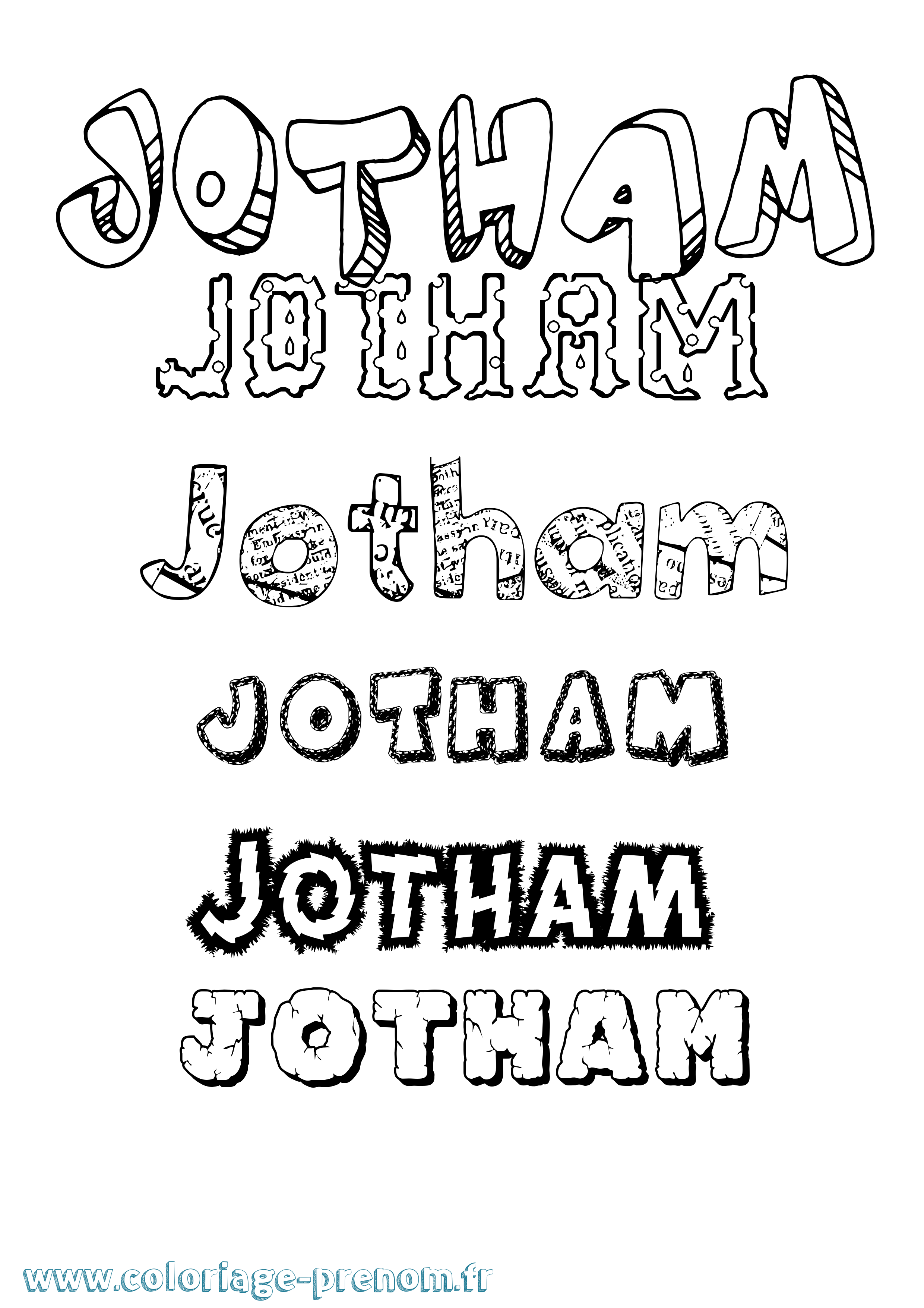 Coloriage Jotham Destructuré Coloriage prénom Jotham Destructuré