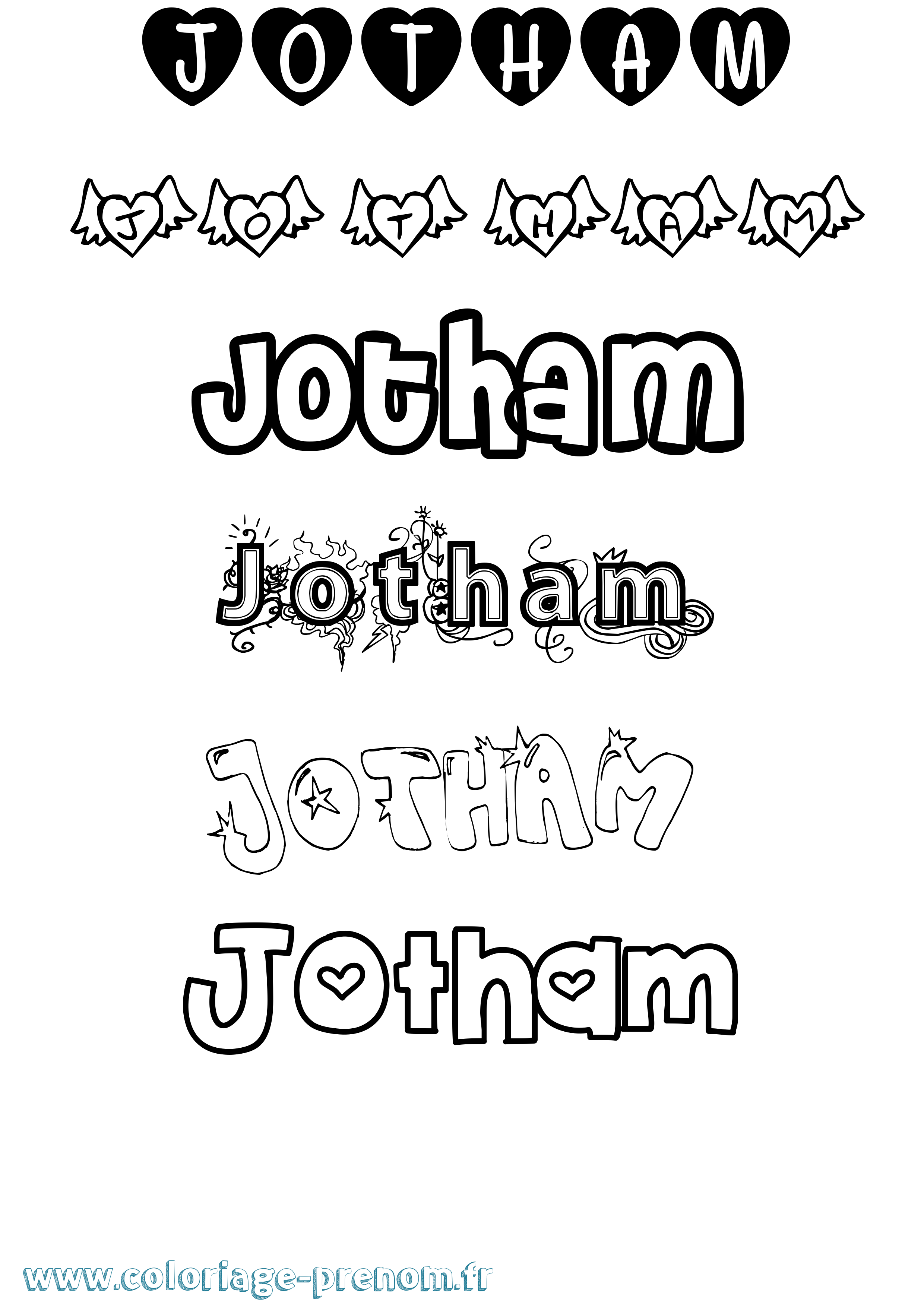 Coloriage Jotham Girly Coloriage prénom Jotham Girly