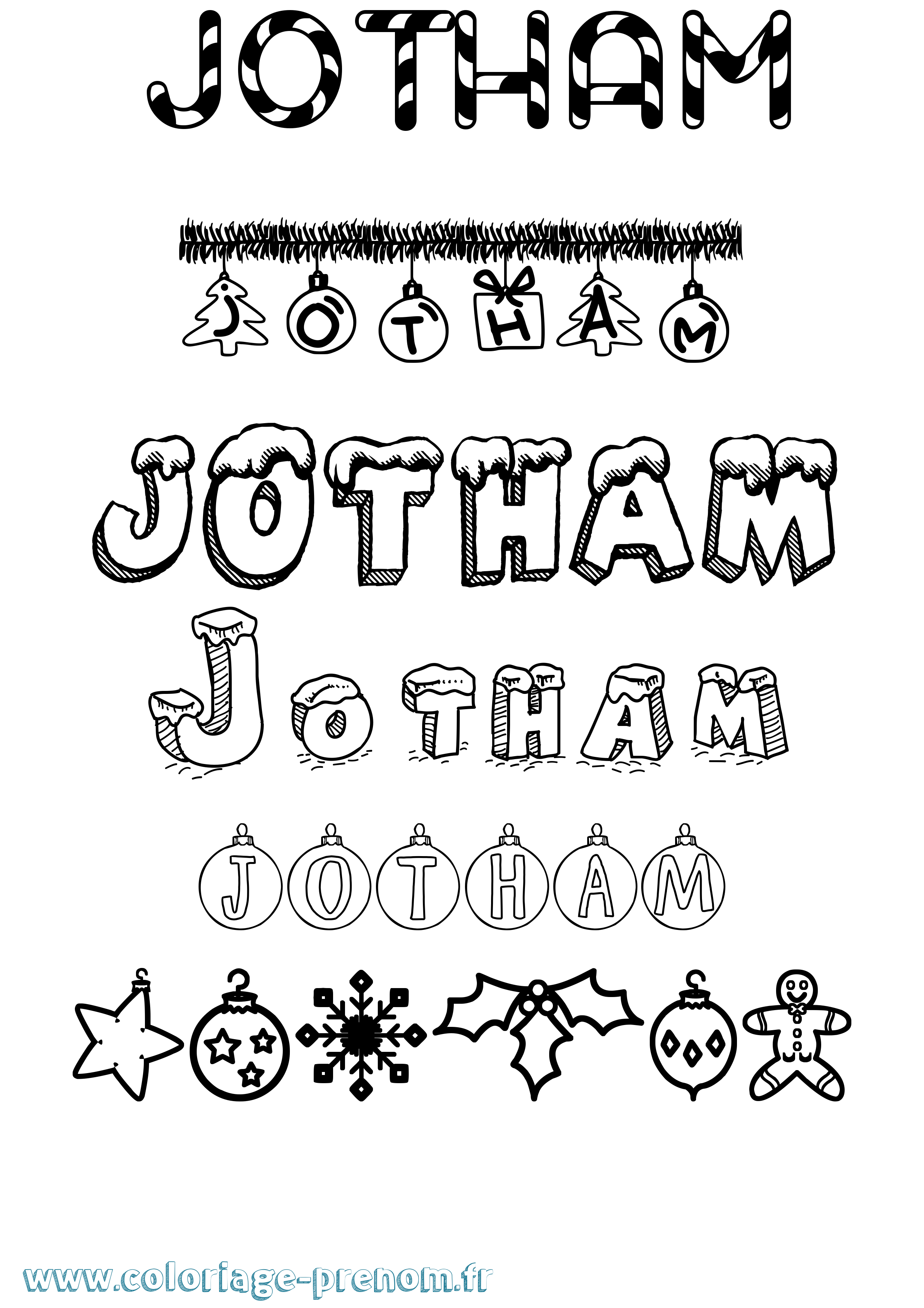 Coloriage Jotham Noël Coloriage prénom Jotham Noël