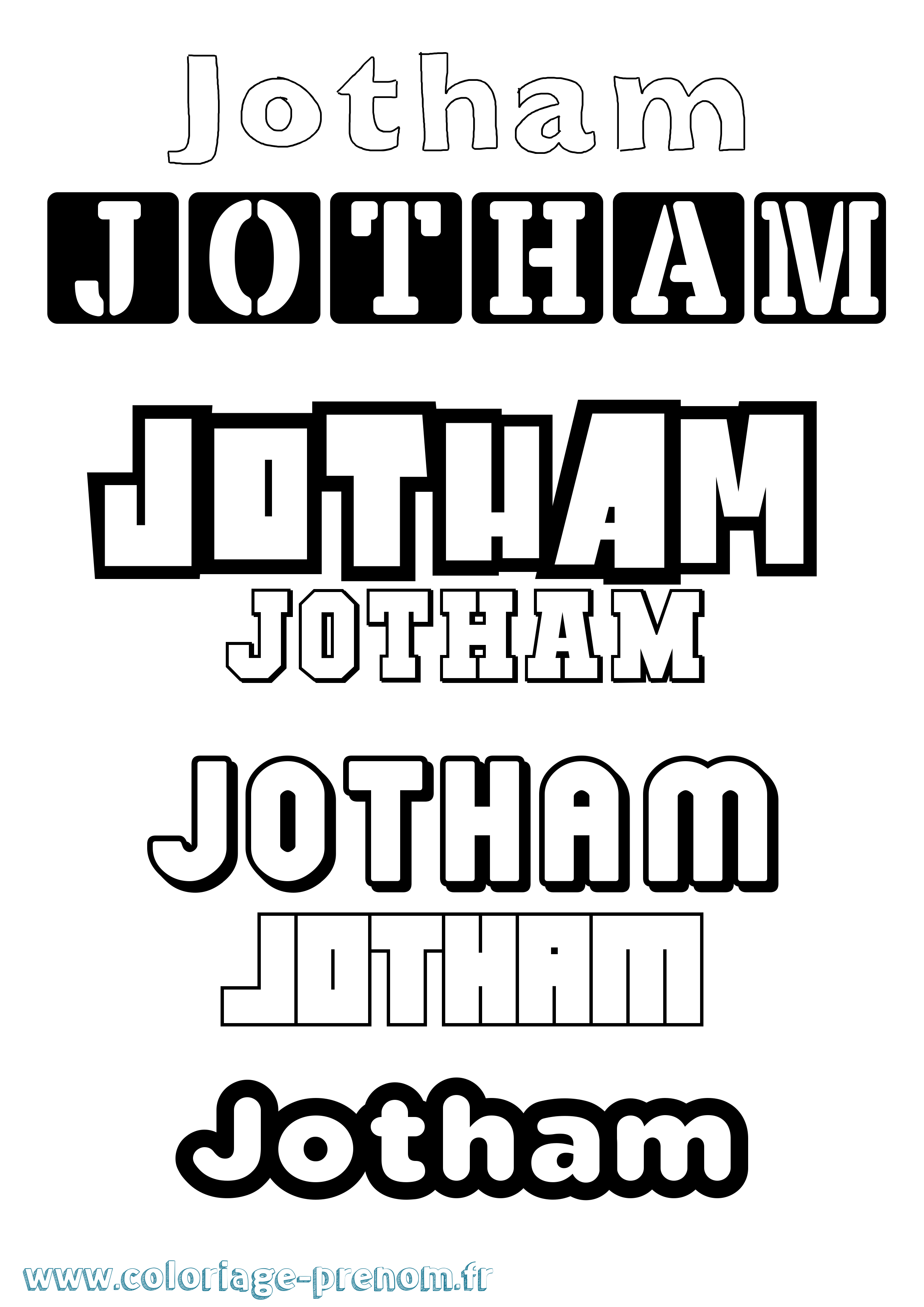 Coloriage Jotham Simple Coloriage prénom Jotham Simple