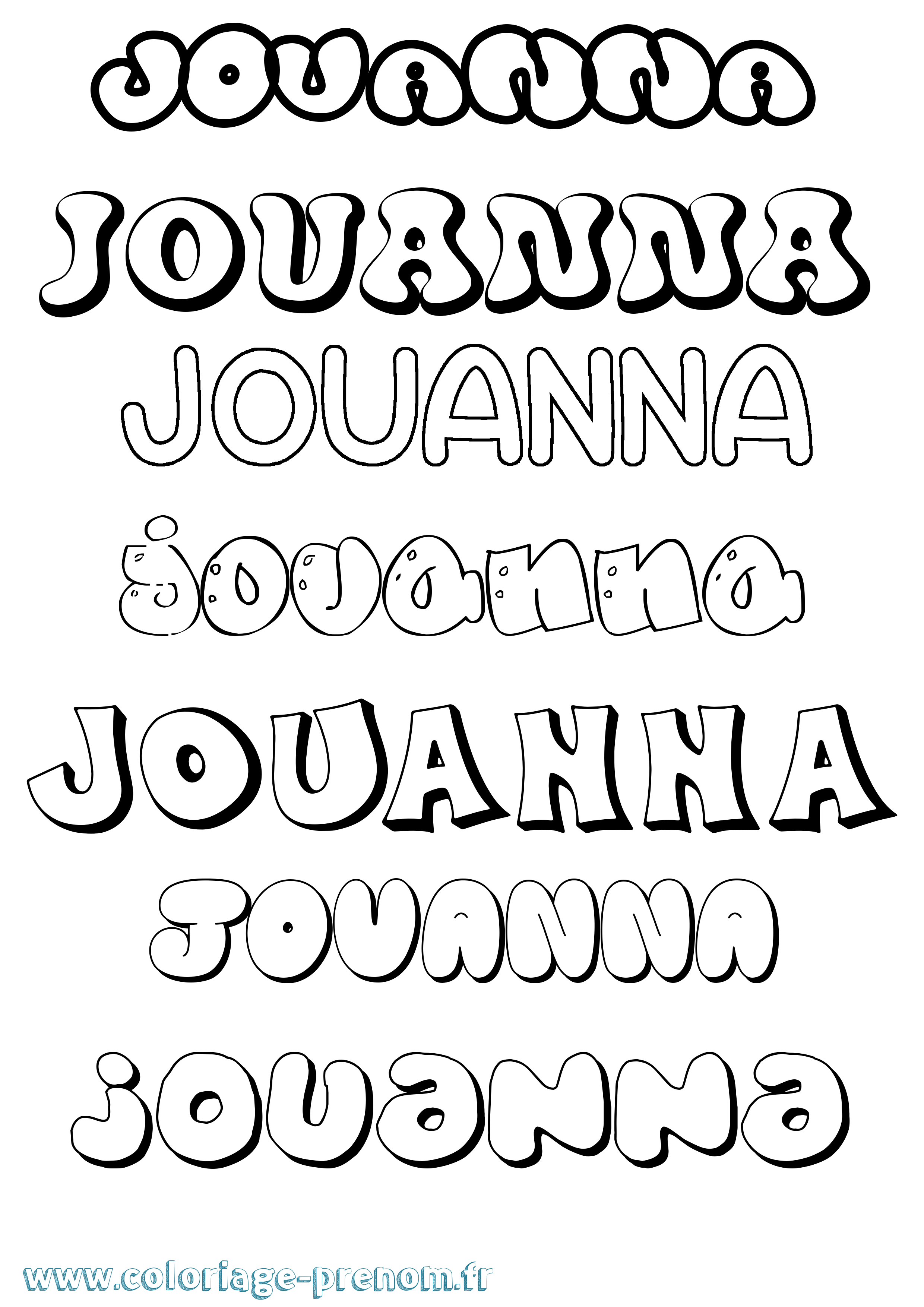 Coloriage Jouanna Bubble Coloriage prénom Jouanna Bubble