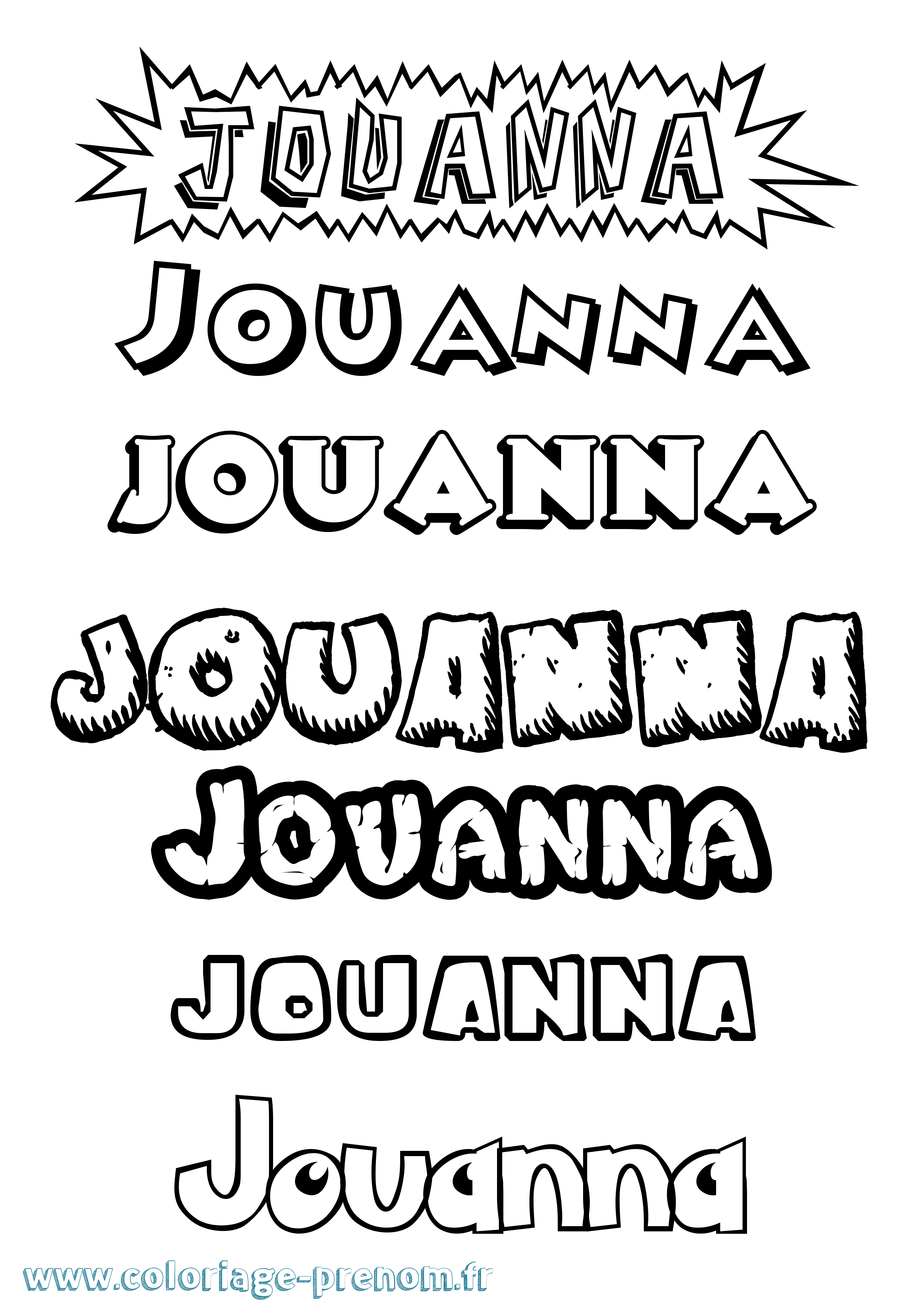 Coloriage Jouanna Dessin Animé Coloriage prénom Jouanna Dessin Animé