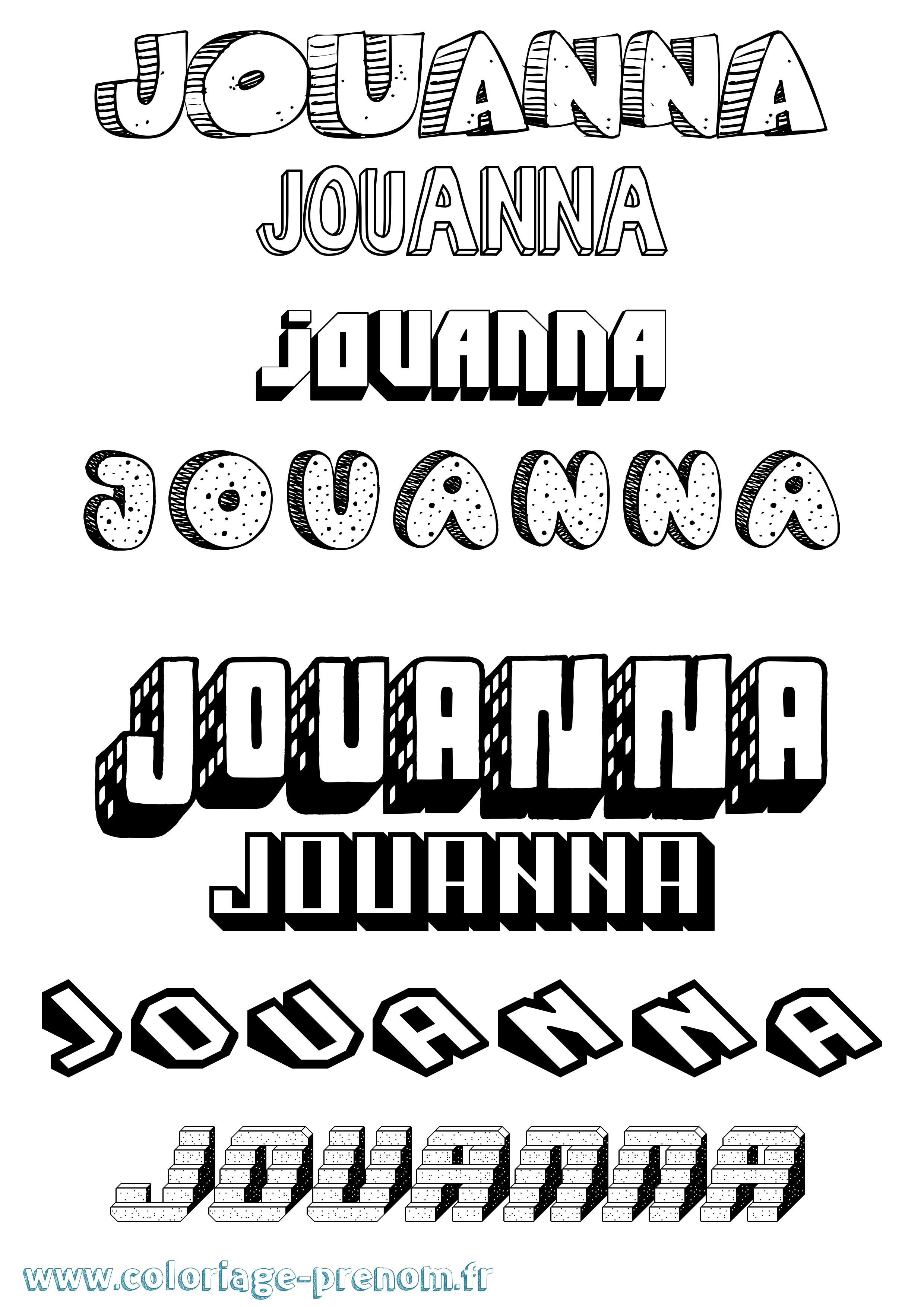 Coloriage Jouanna Effet 3D Coloriage prénom Jouanna Effet 3D