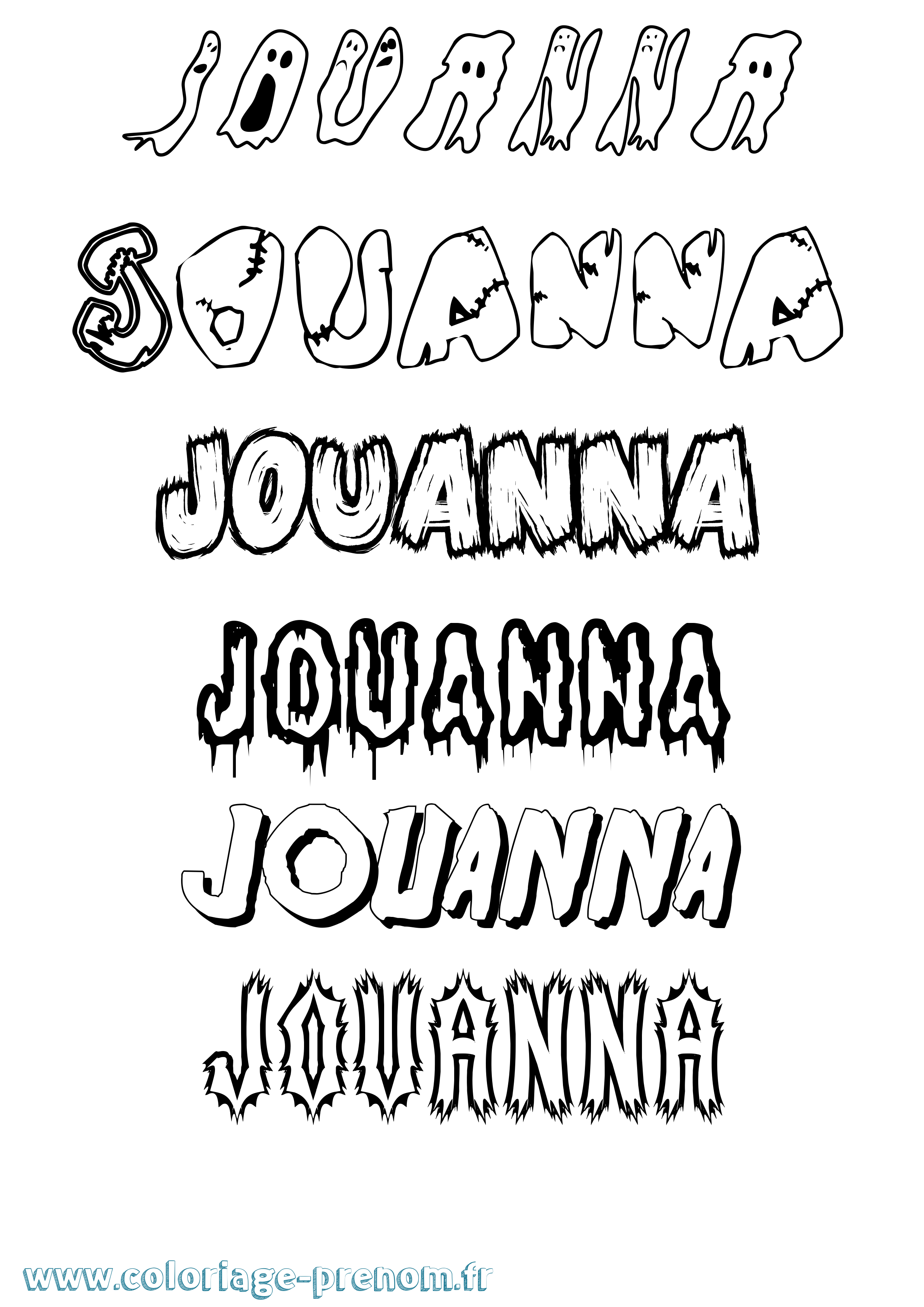 Coloriage Jouanna Frisson Coloriage prénom Jouanna Frisson