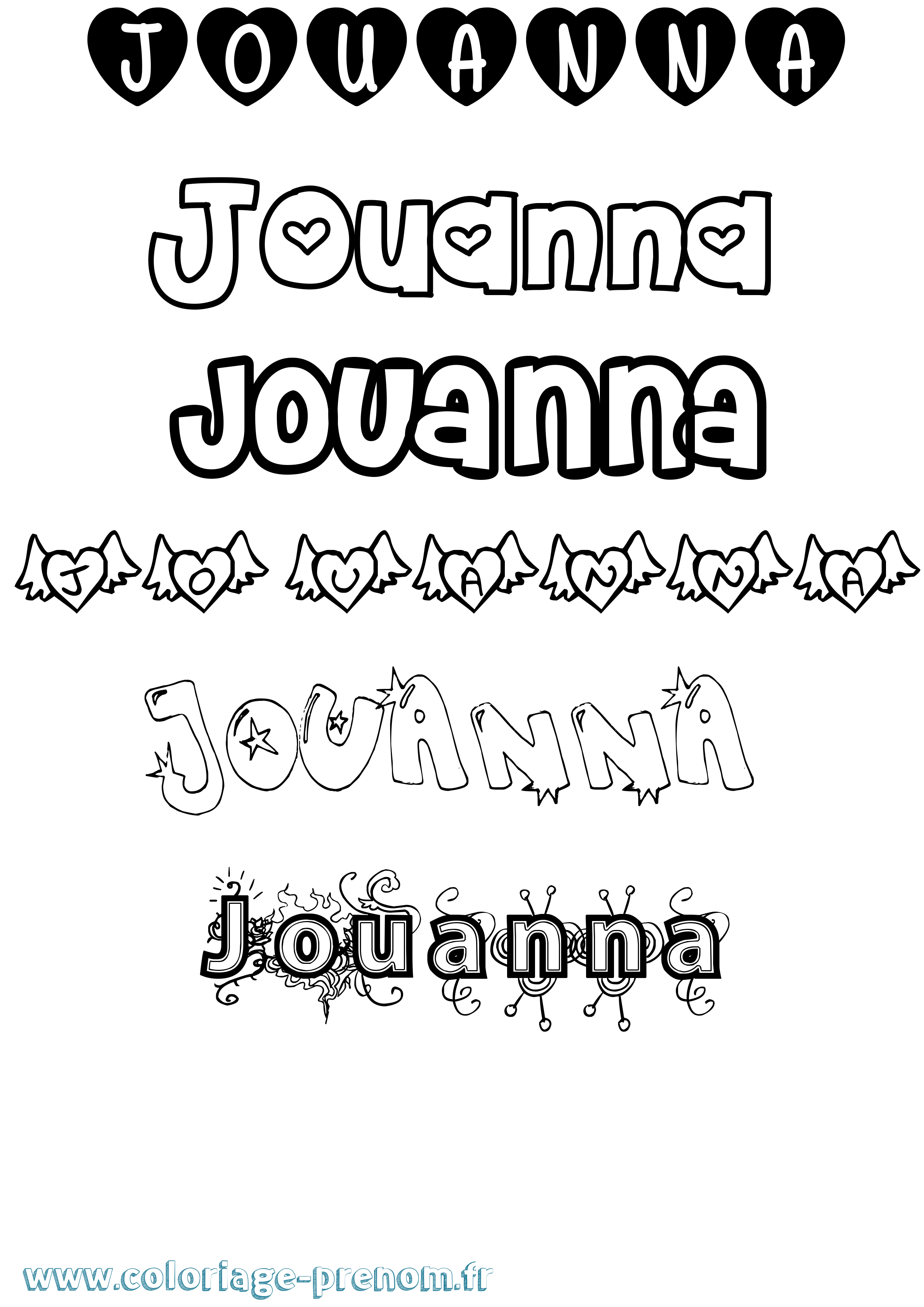 Coloriage Jouanna Girly Coloriage prénom Jouanna Girly