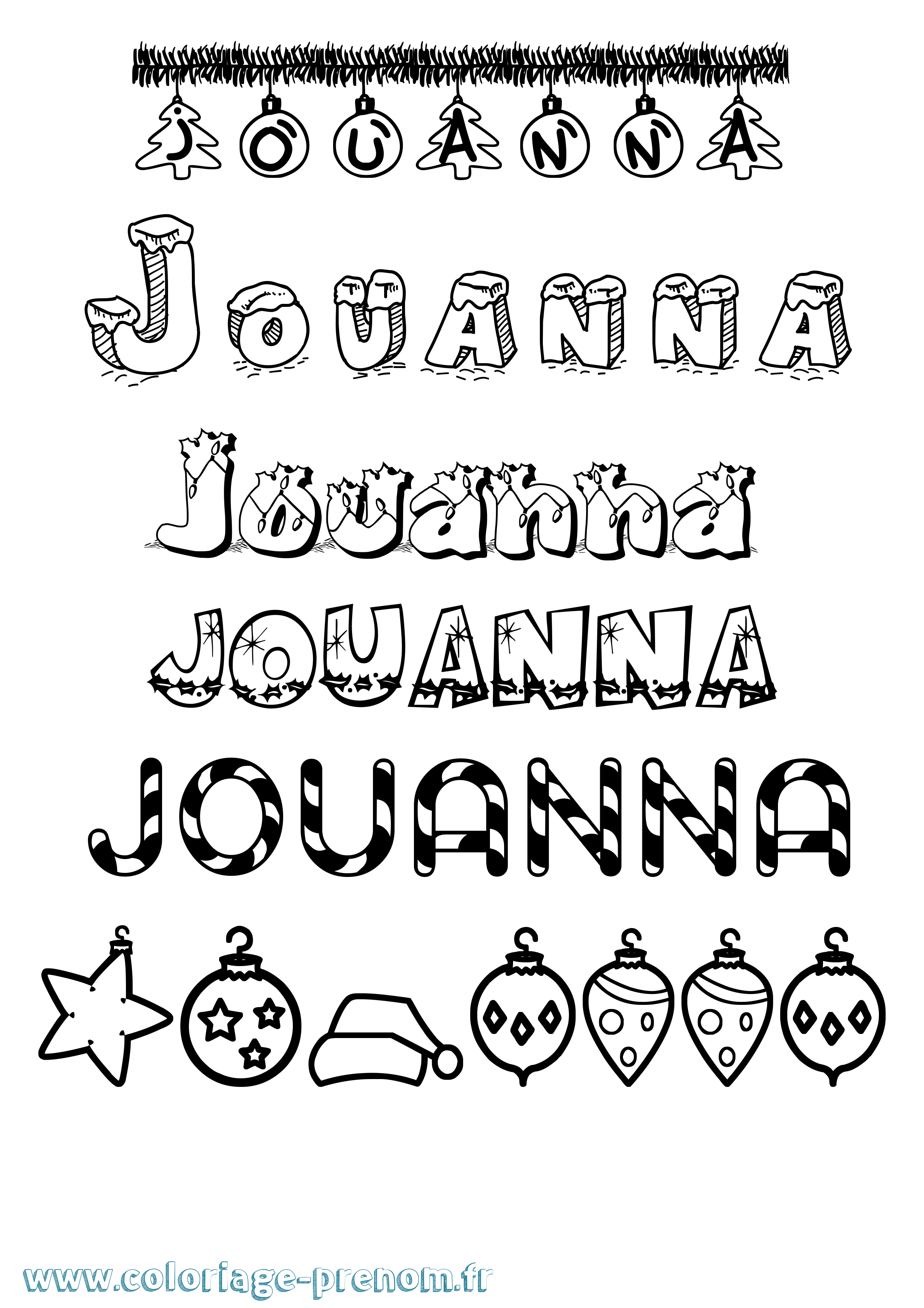 Coloriage Jouanna Noël Coloriage prénom Jouanna Noël