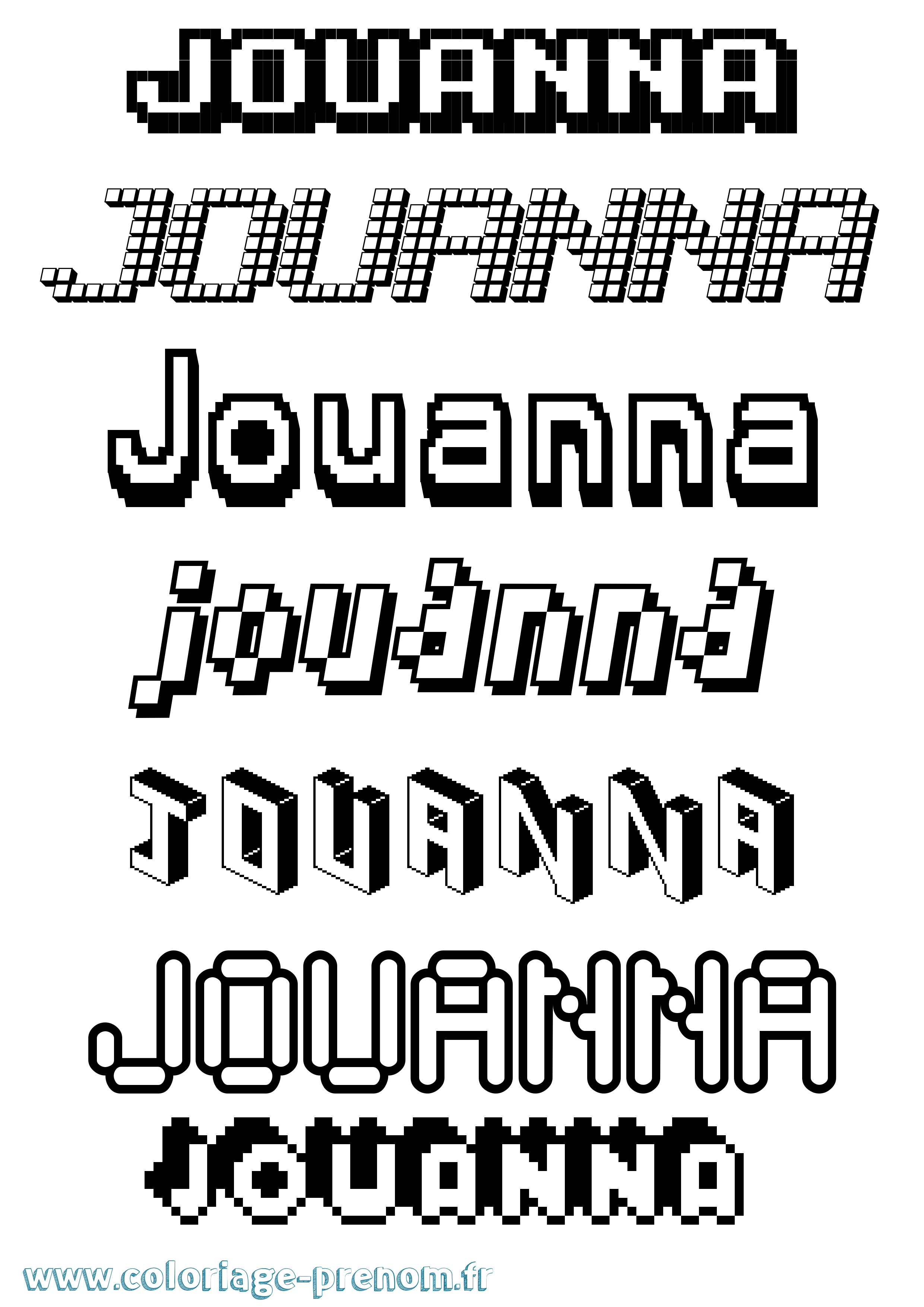 Coloriage Jouanna Pixel Coloriage prénom Jouanna Pixel