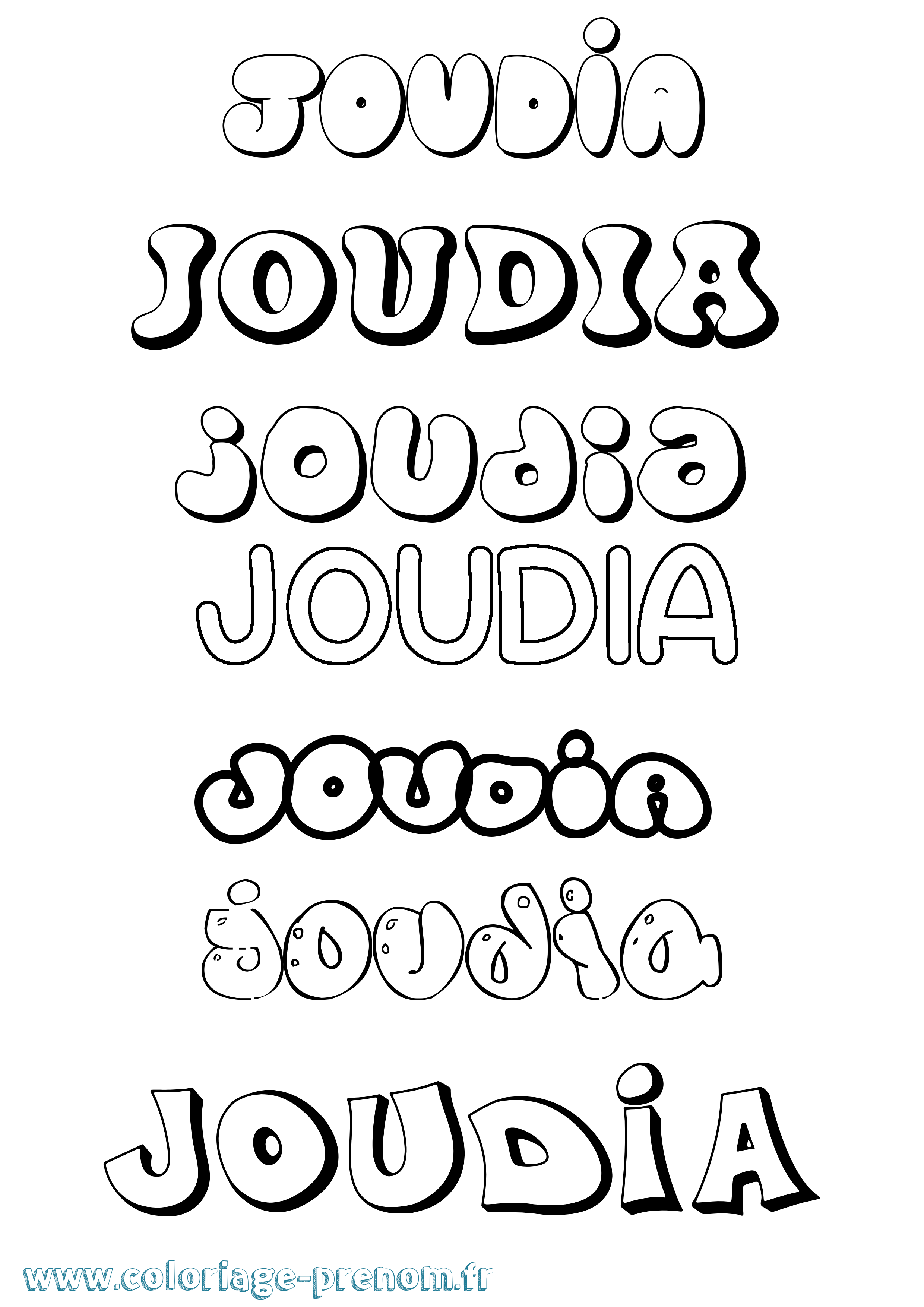Coloriage Joudia Bubble Coloriage prénom Joudia Bubble