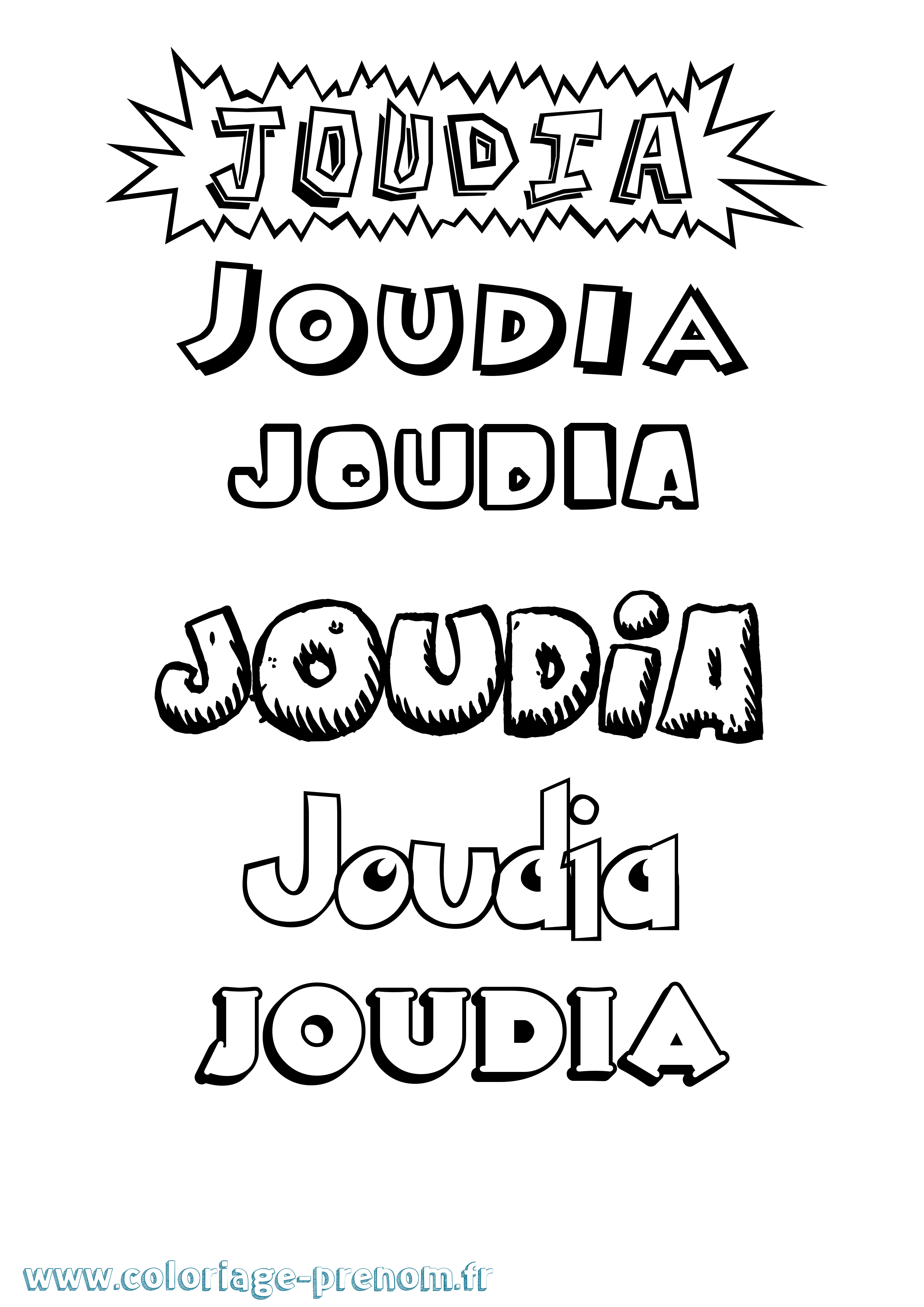 Coloriage Joudia Dessin Animé Coloriage prénom Joudia Dessin Animé