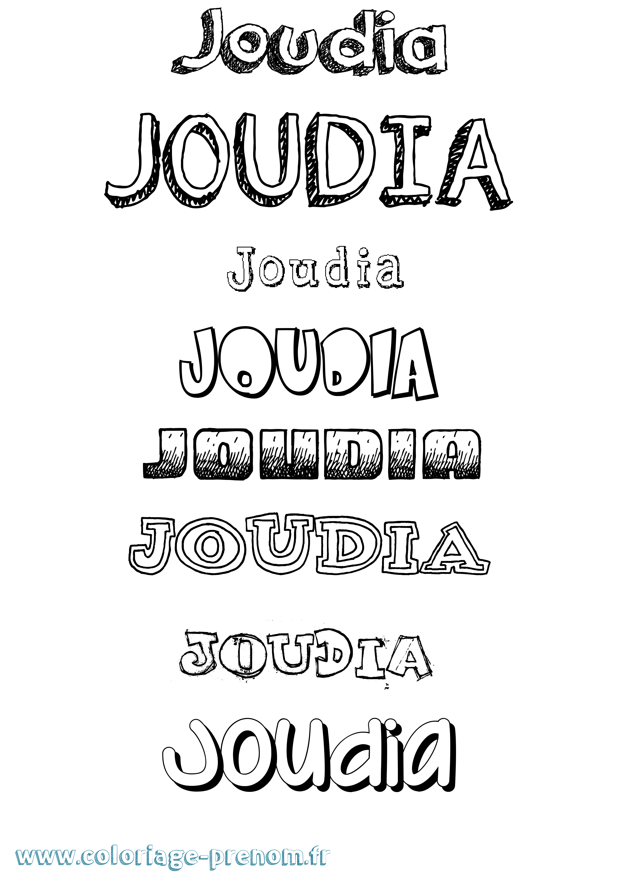 Coloriage Joudia Dessiné Coloriage prénom Joudia Dessiné