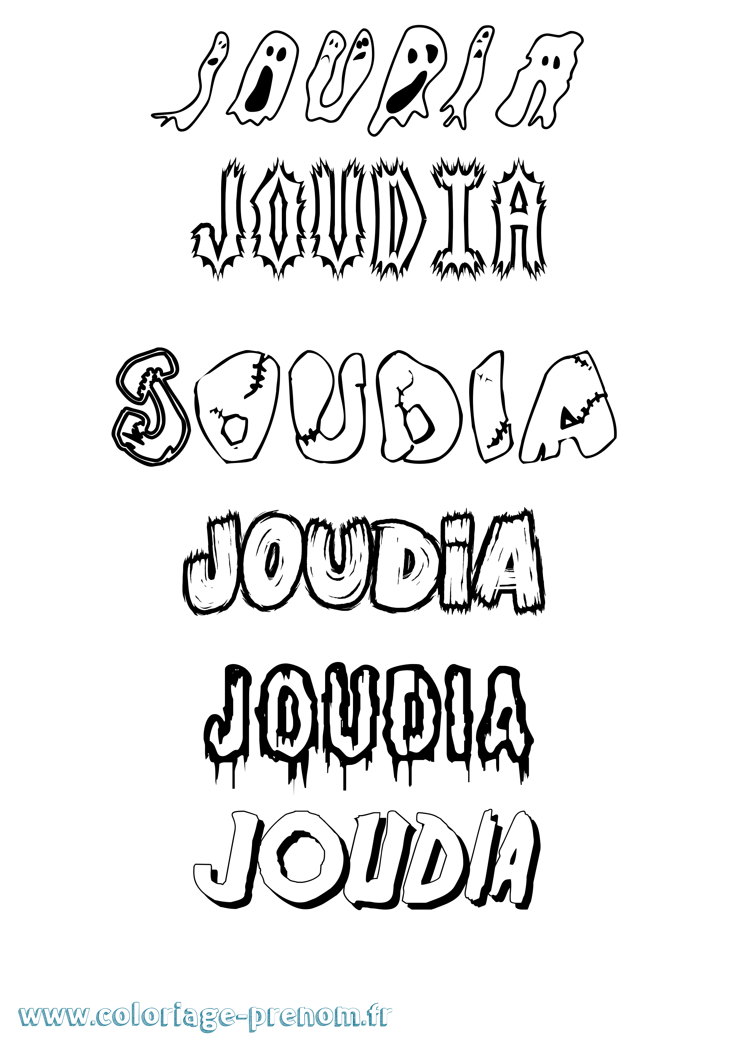 Coloriage Joudia Frisson Coloriage prénom Joudia Frisson
