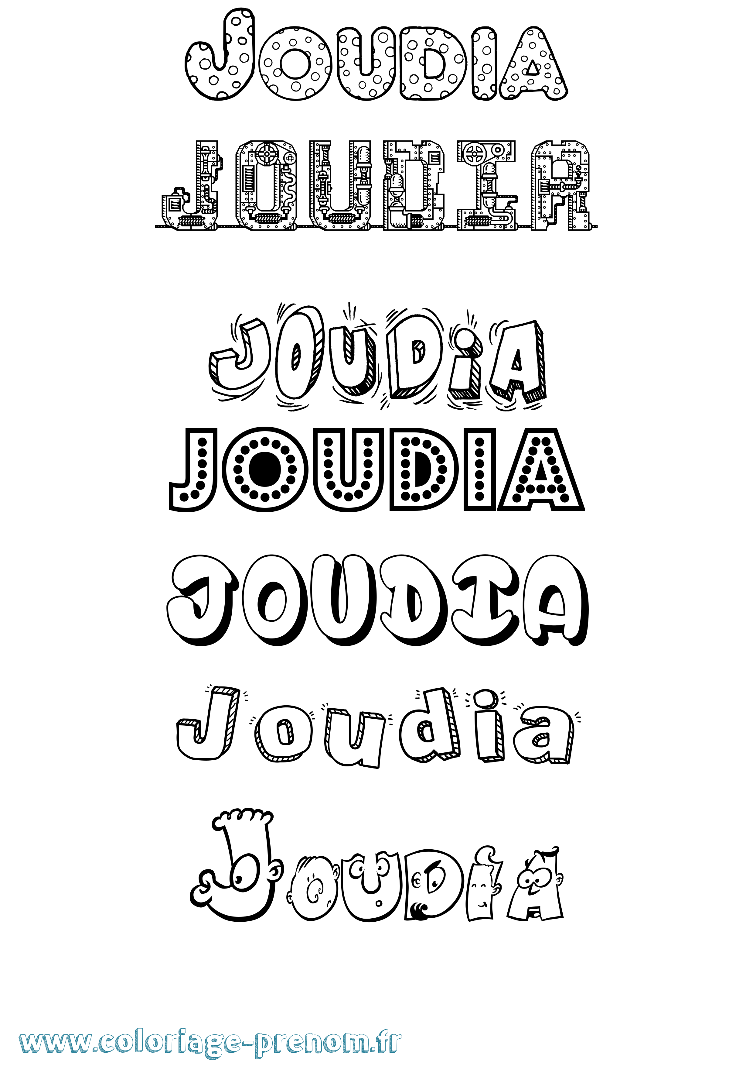 Coloriage Joudia Fun Coloriage prénom Joudia Fun