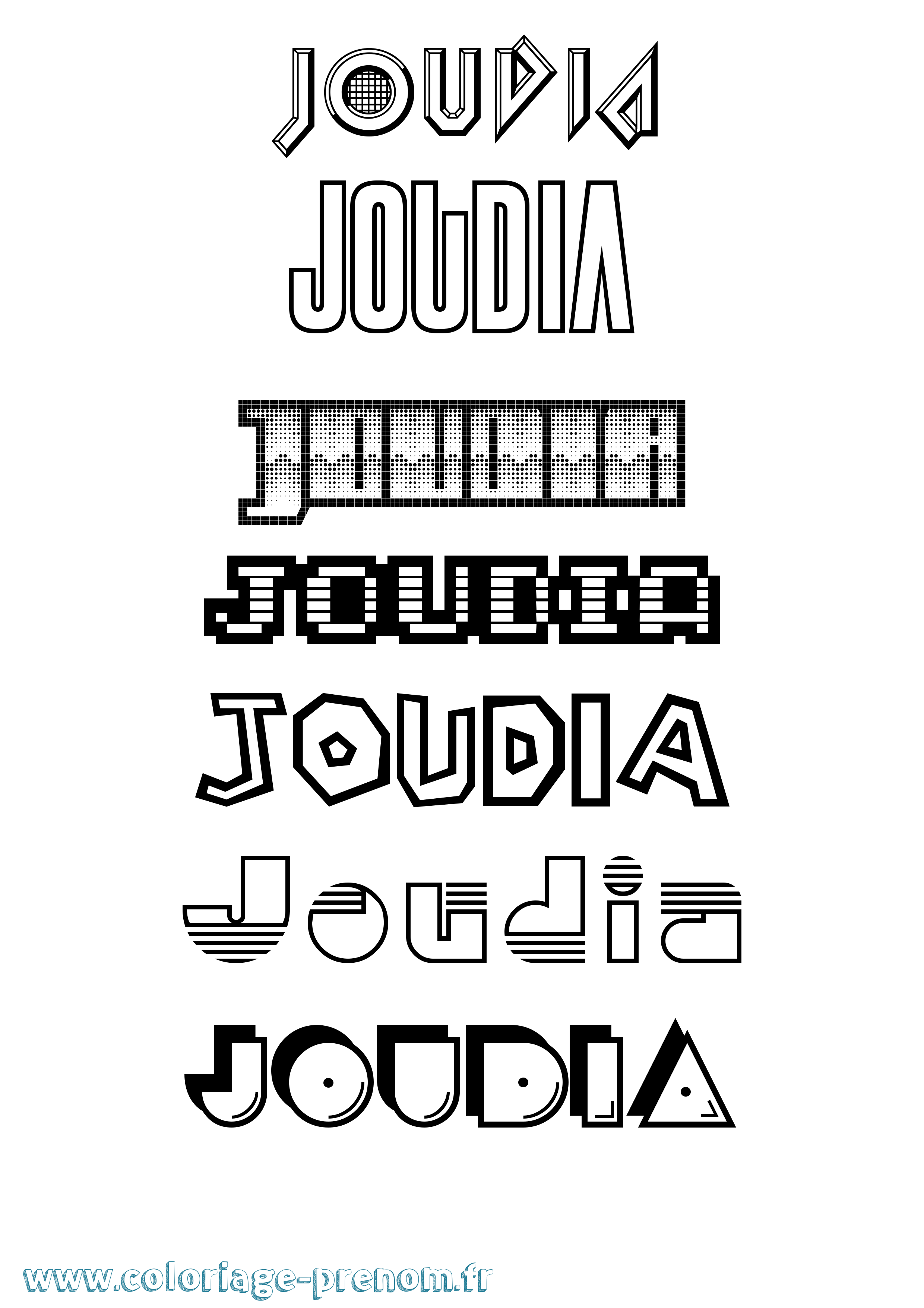 Coloriage Joudia Jeux Vidéos Coloriage prénom Joudia Jeux Vidéos
