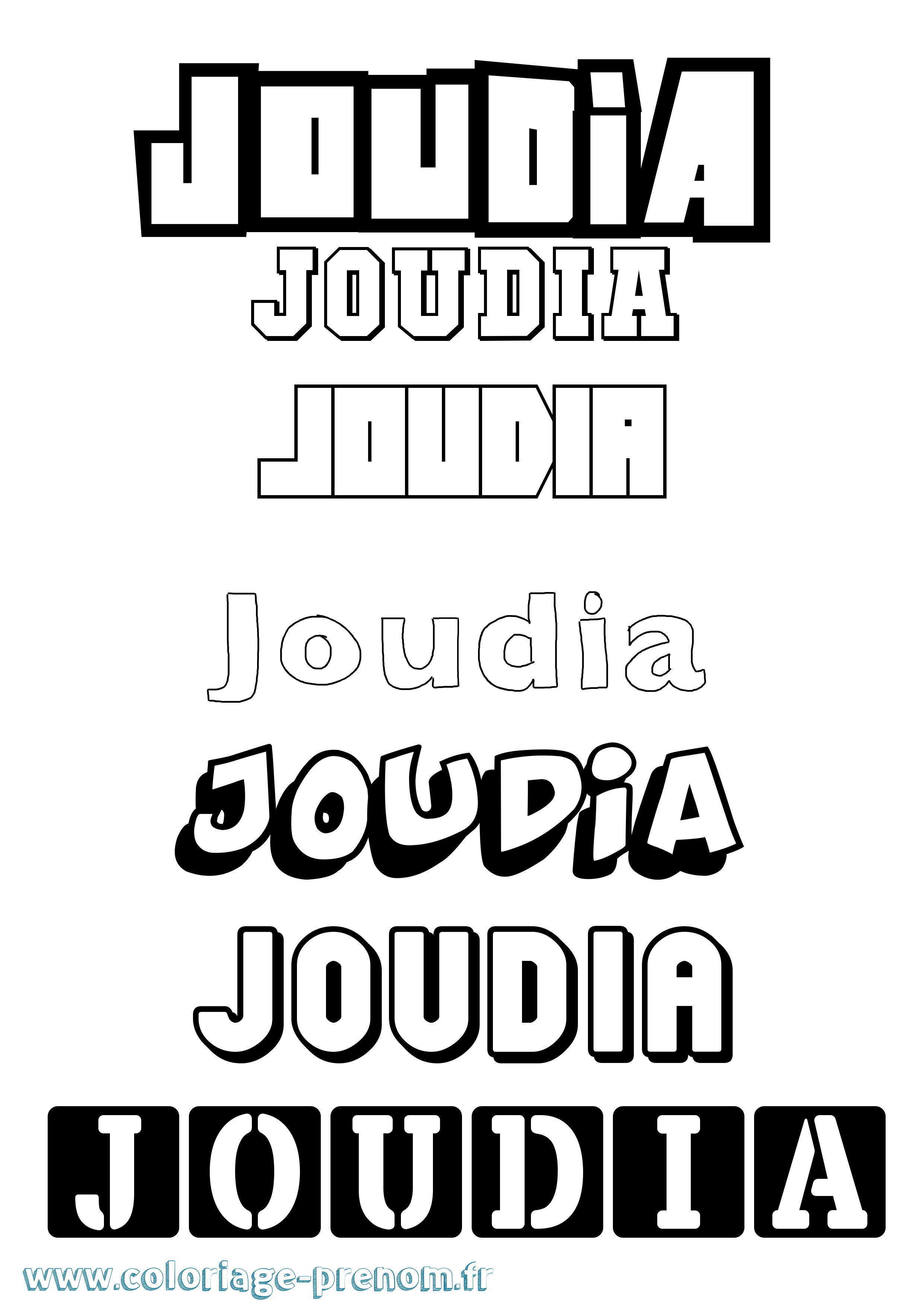 Coloriage Joudia Simple Coloriage prénom Joudia Simple
