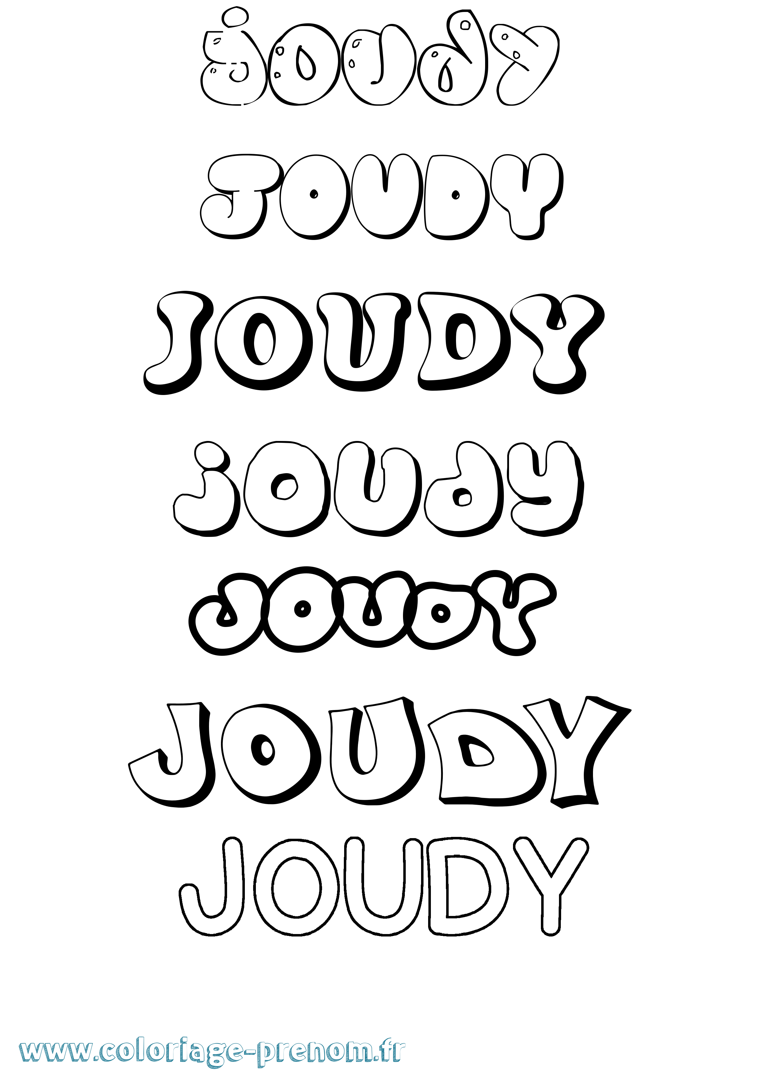 Coloriage Joudy Bubble Coloriage prénom Joudy Bubble