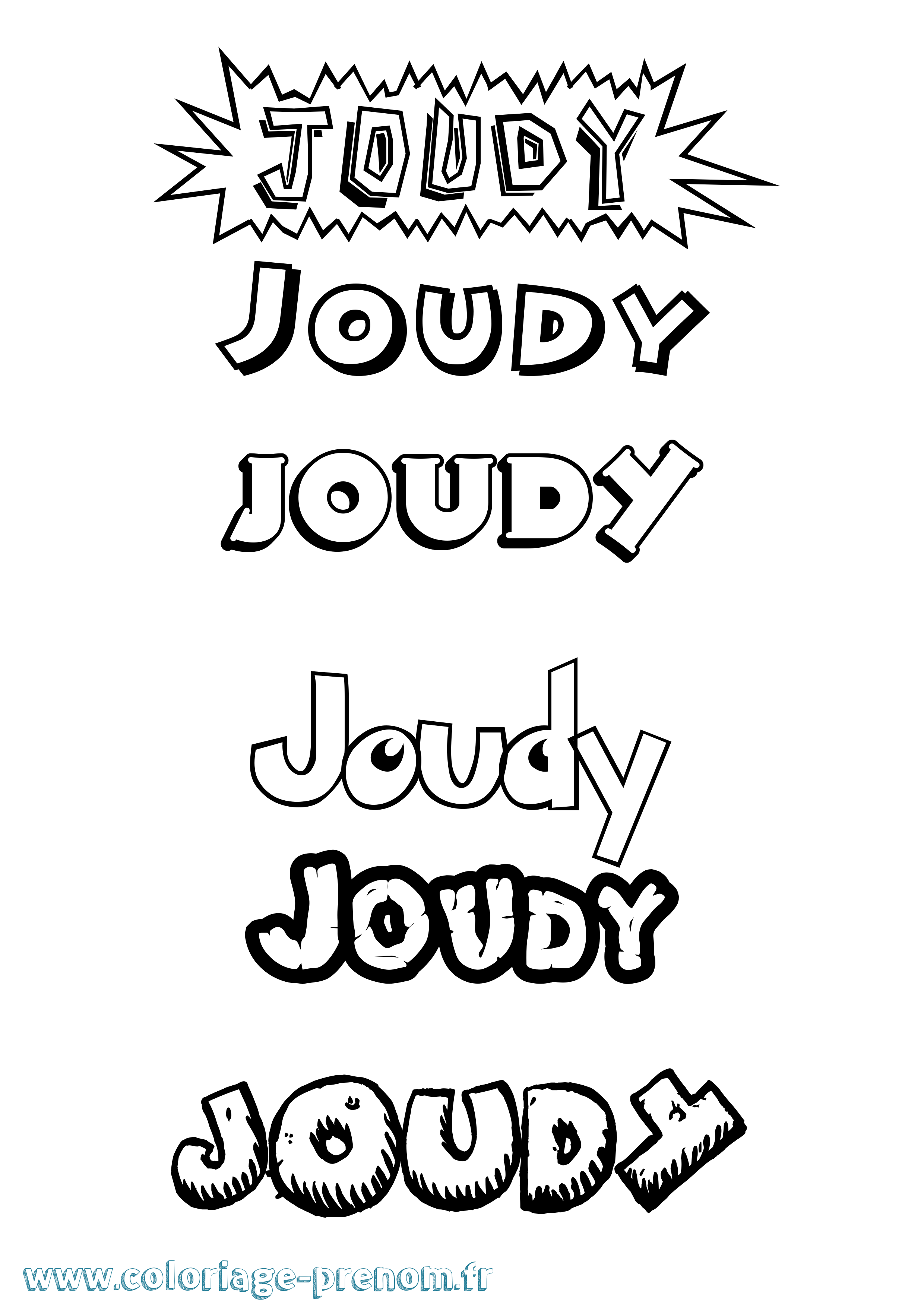 Coloriage Joudy Dessin Animé Coloriage prénom Joudy Dessin Animé