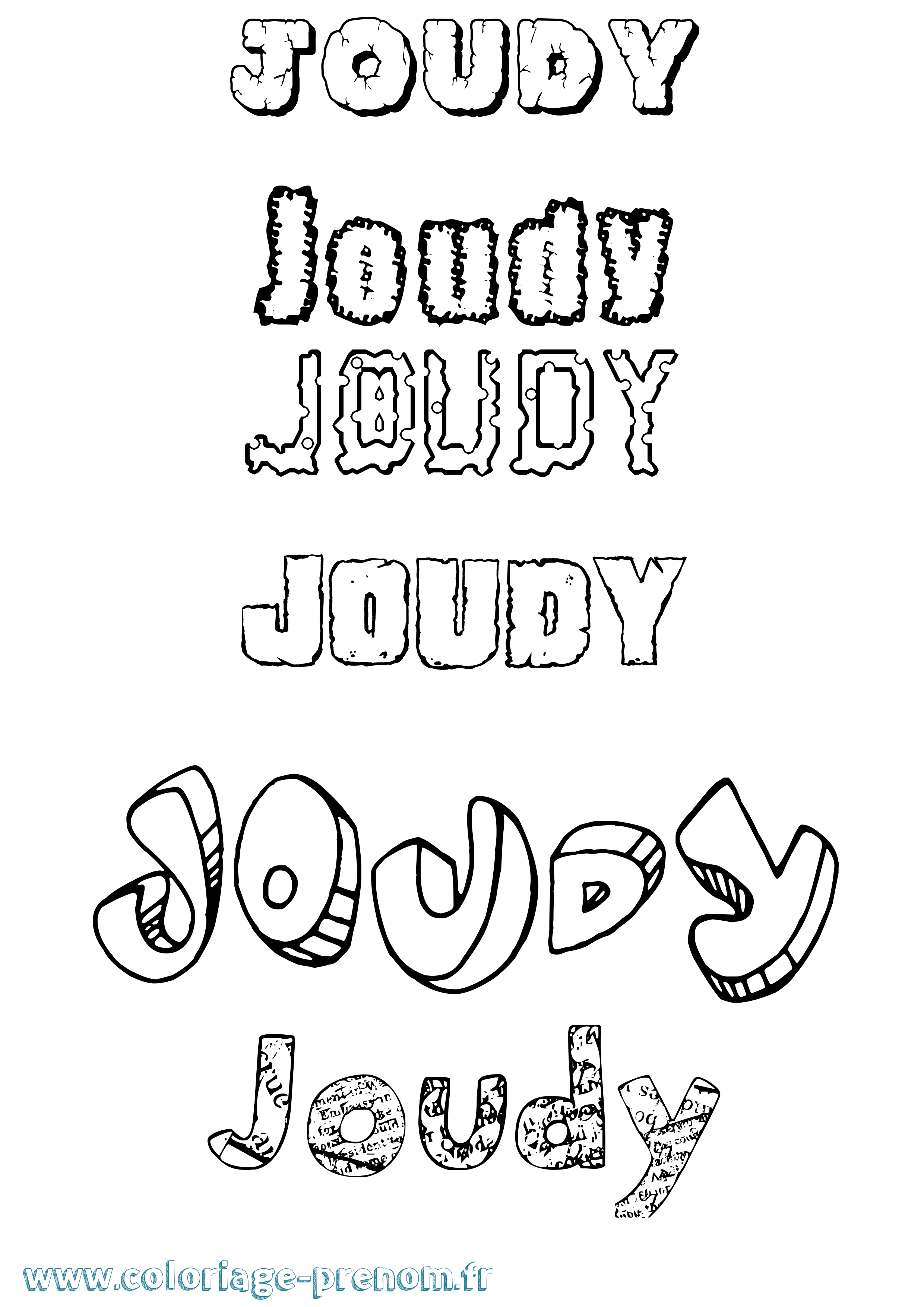 Coloriage Joudy Destructuré Coloriage prénom Joudy Destructuré
