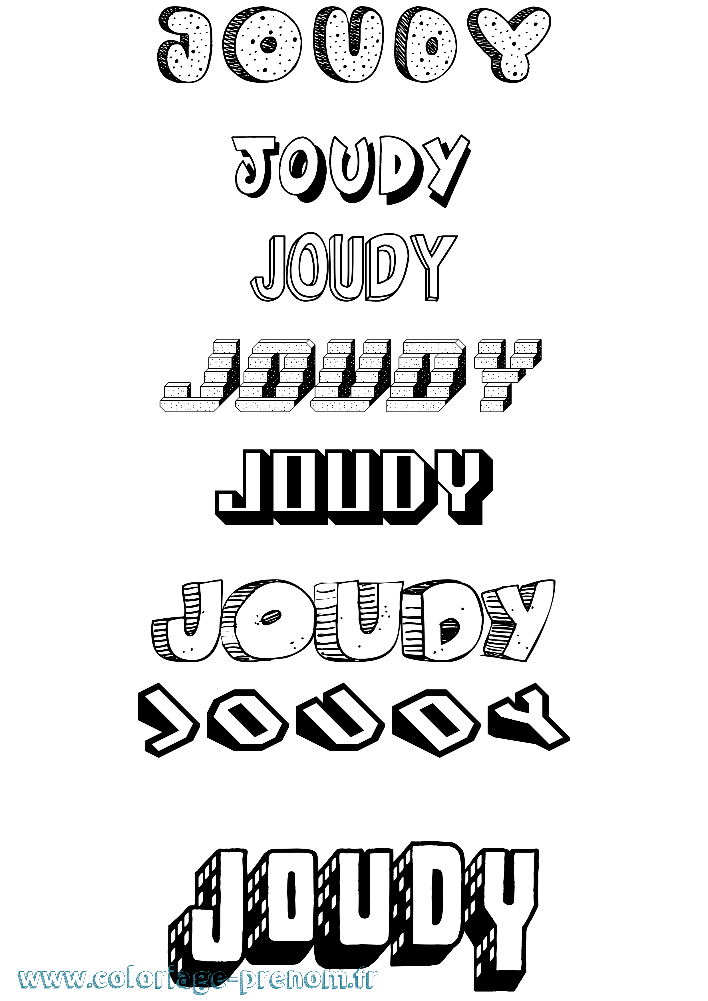 Coloriage Joudy Effet 3D Coloriage prénom Joudy Effet 3D