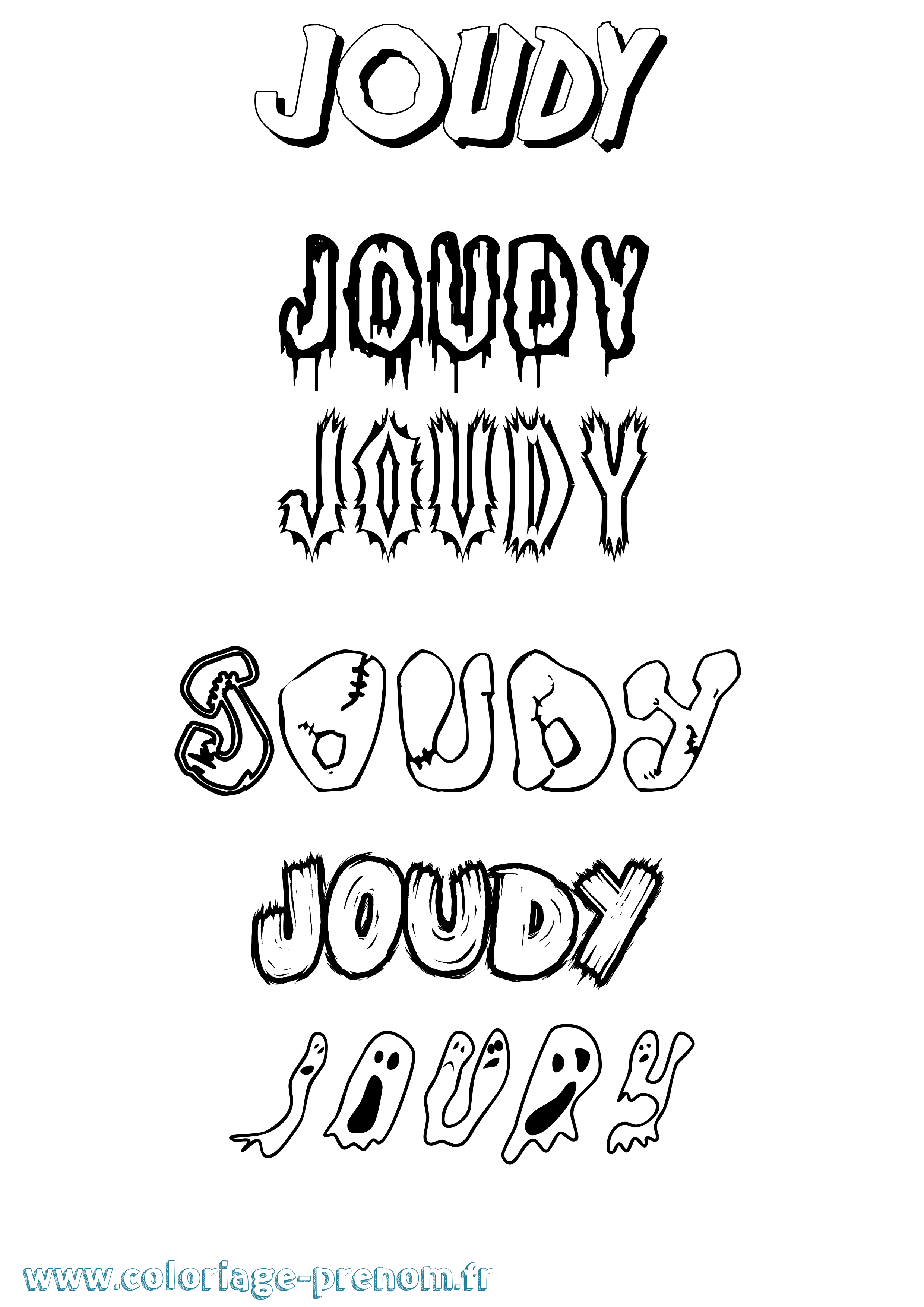 Coloriage Joudy Frisson Coloriage prénom Joudy Frisson