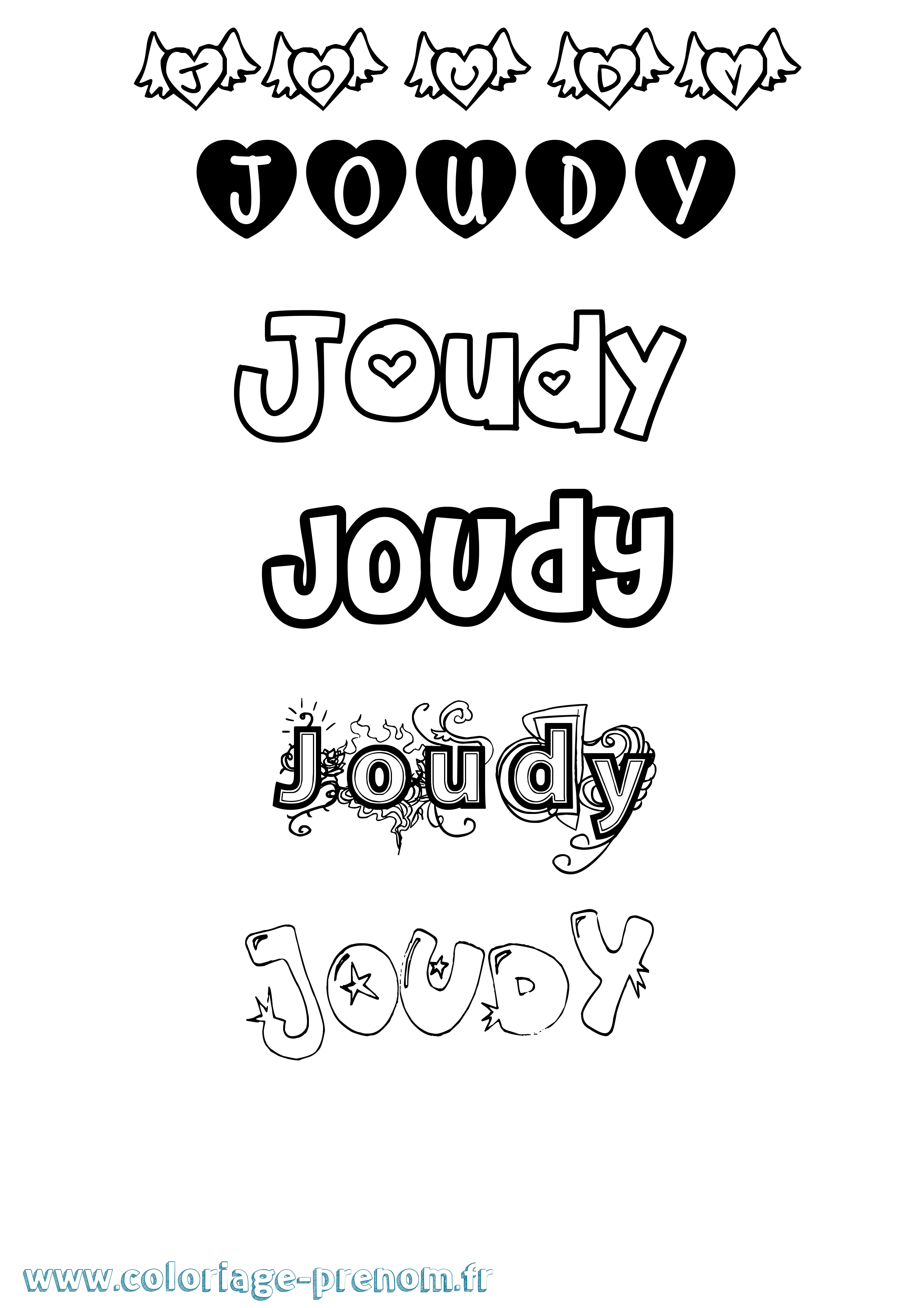 Coloriage Joudy Girly Coloriage prénom Joudy Girly