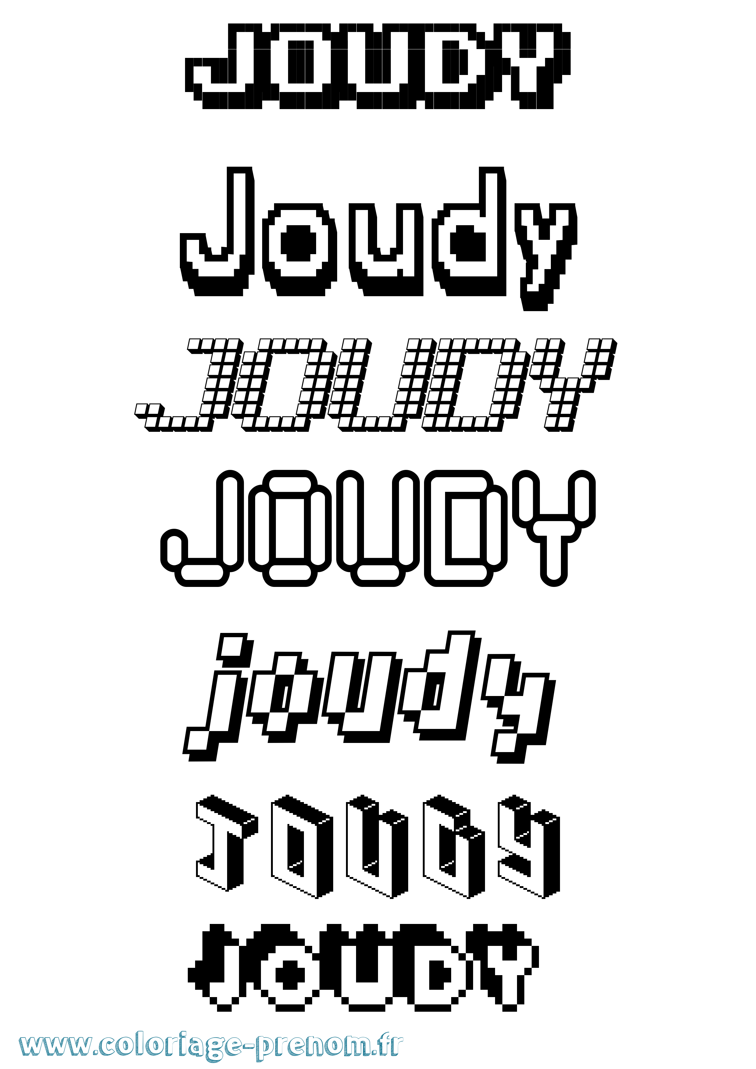 Coloriage Joudy Pixel Coloriage prénom Joudy Pixel