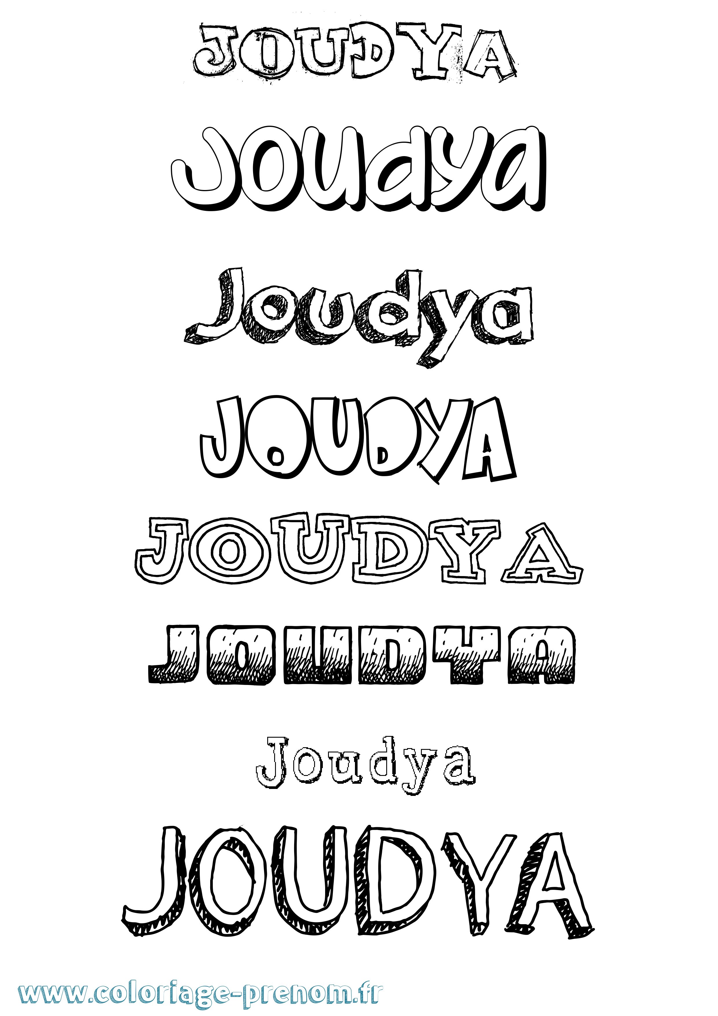 Coloriage Joudya Dessiné Coloriage prénom Joudya Dessiné
