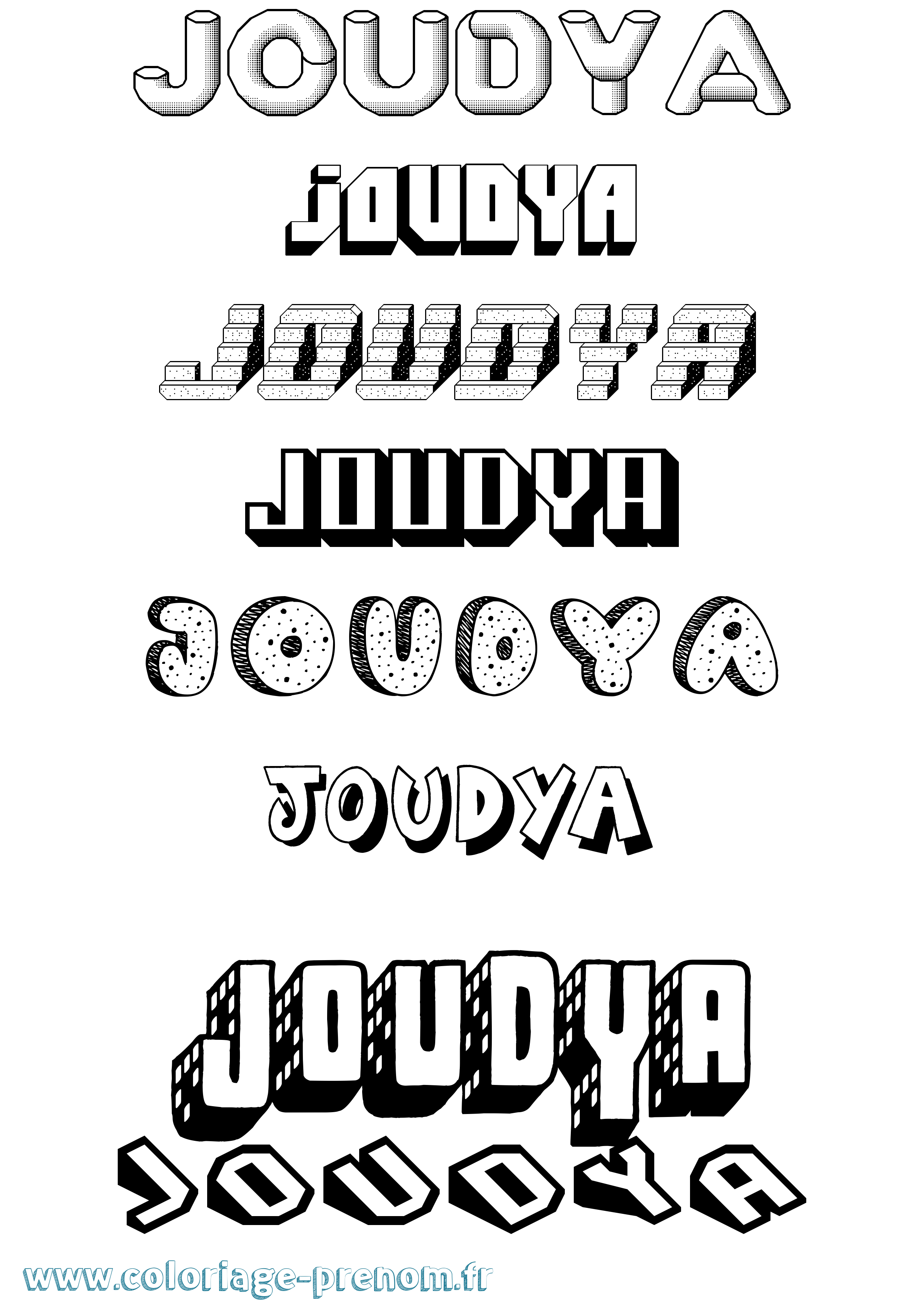 Coloriage Joudya Effet 3D Coloriage prénom Joudya Effet 3D