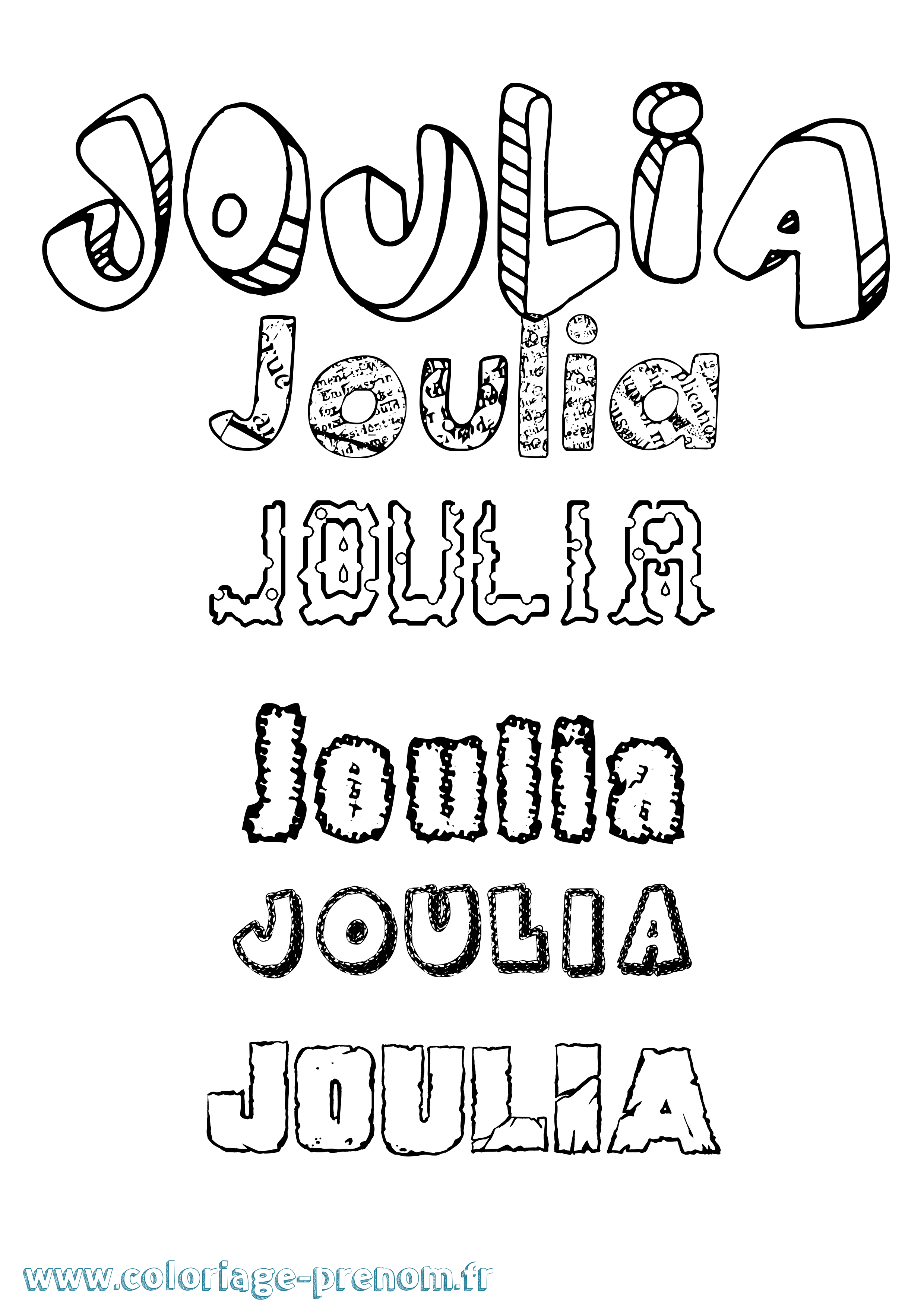Coloriage Joulia Destructuré Coloriage prénom Joulia Destructuré