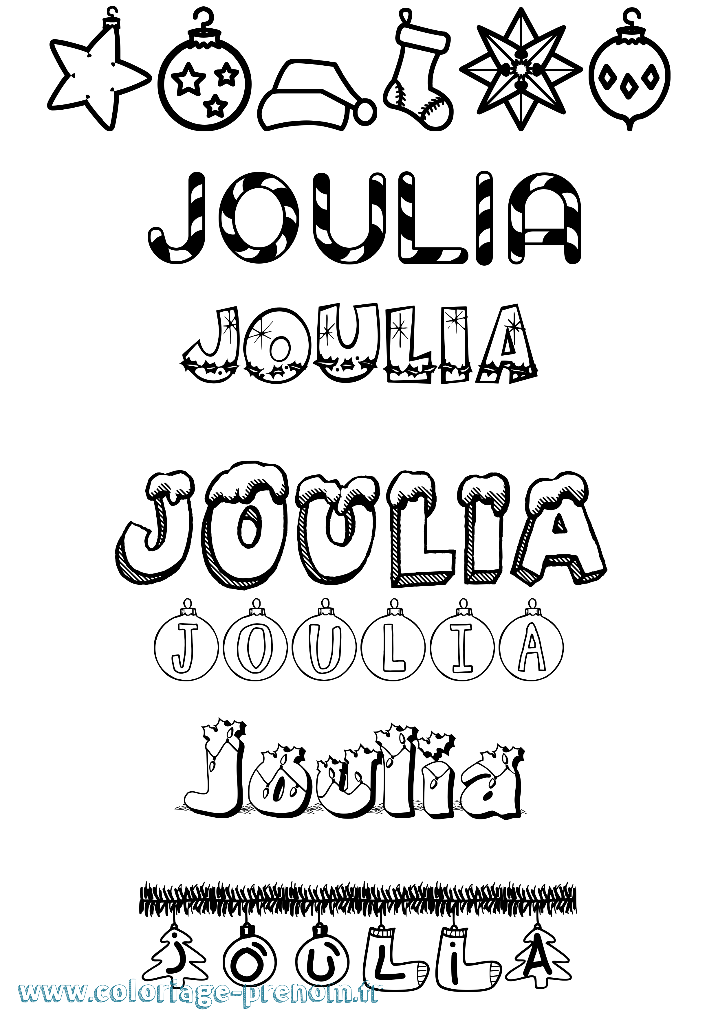 Coloriage Joulia Noël Coloriage prénom Joulia Noël