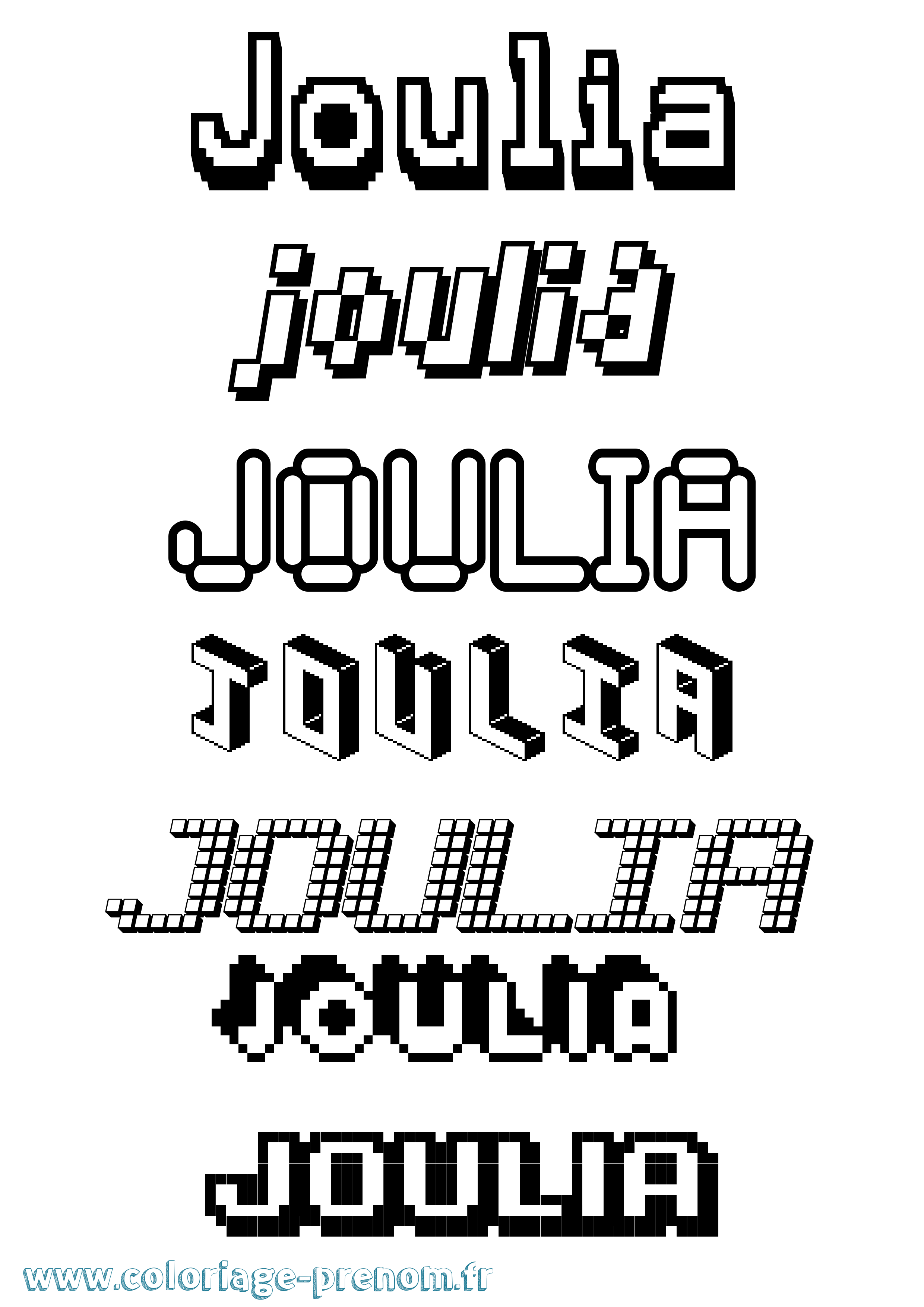 Coloriage Joulia Pixel Coloriage prénom Joulia Pixel