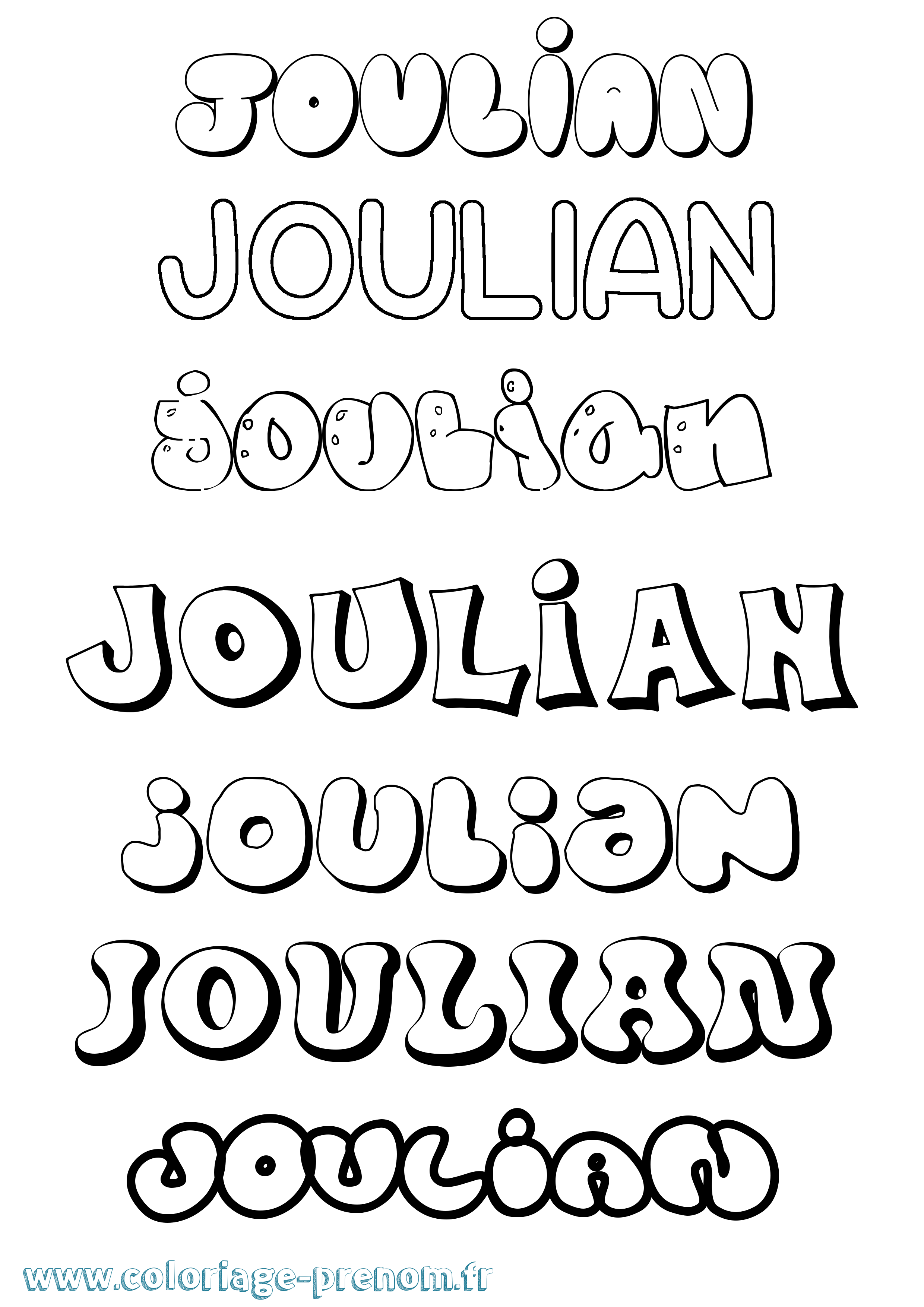 Coloriage Joulian Bubble Coloriage prénom Joulian Bubble