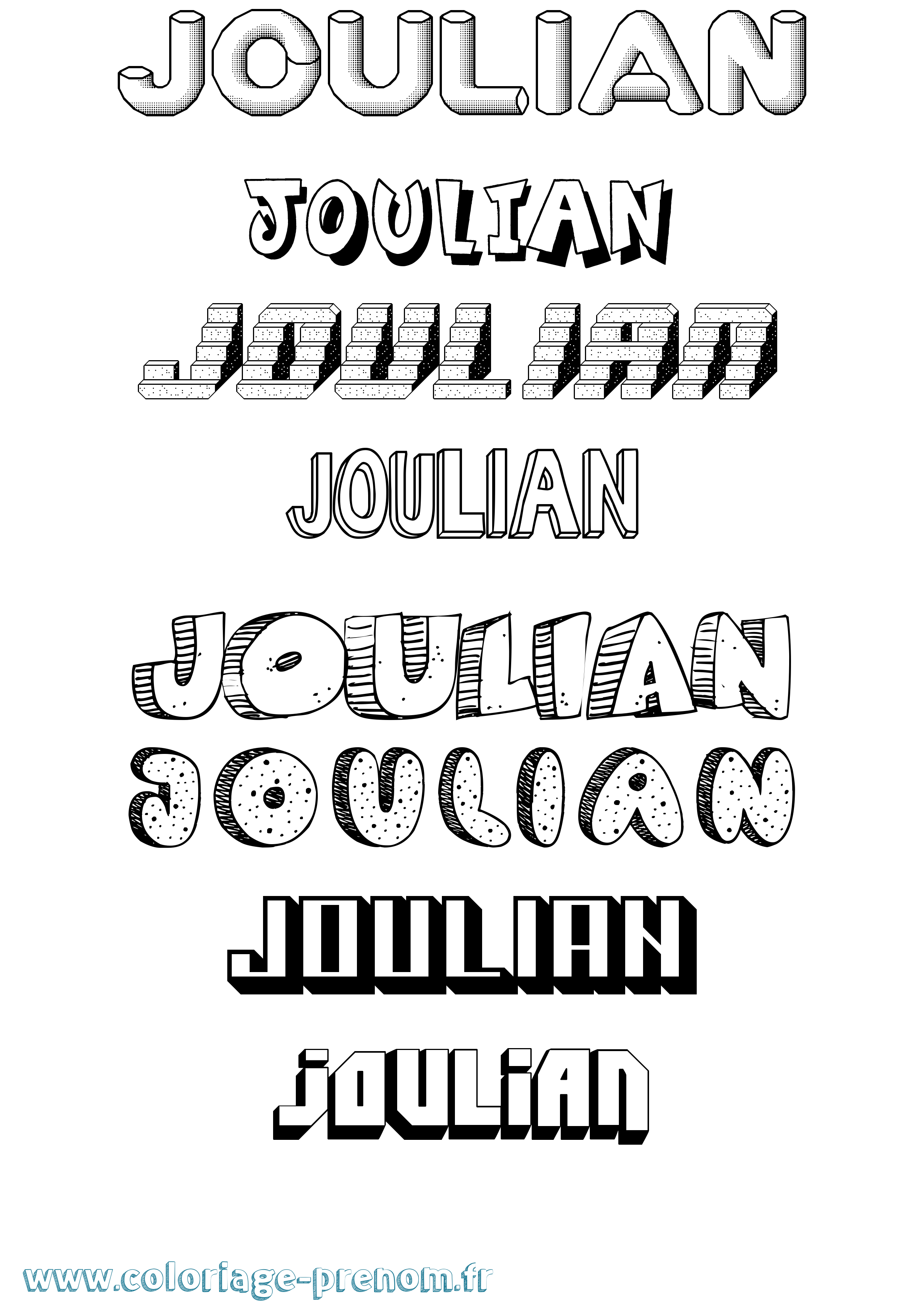 Coloriage Joulian Effet 3D Coloriage prénom Joulian Effet 3D