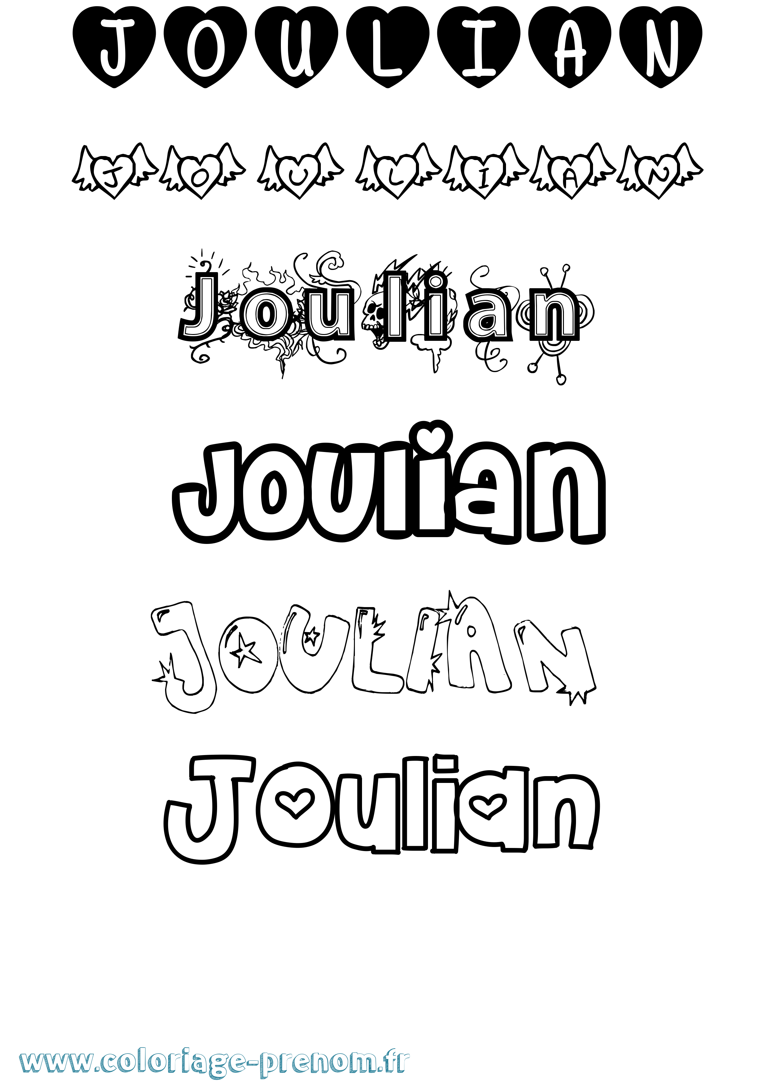 Coloriage Joulian Girly Coloriage prénom Joulian Girly
