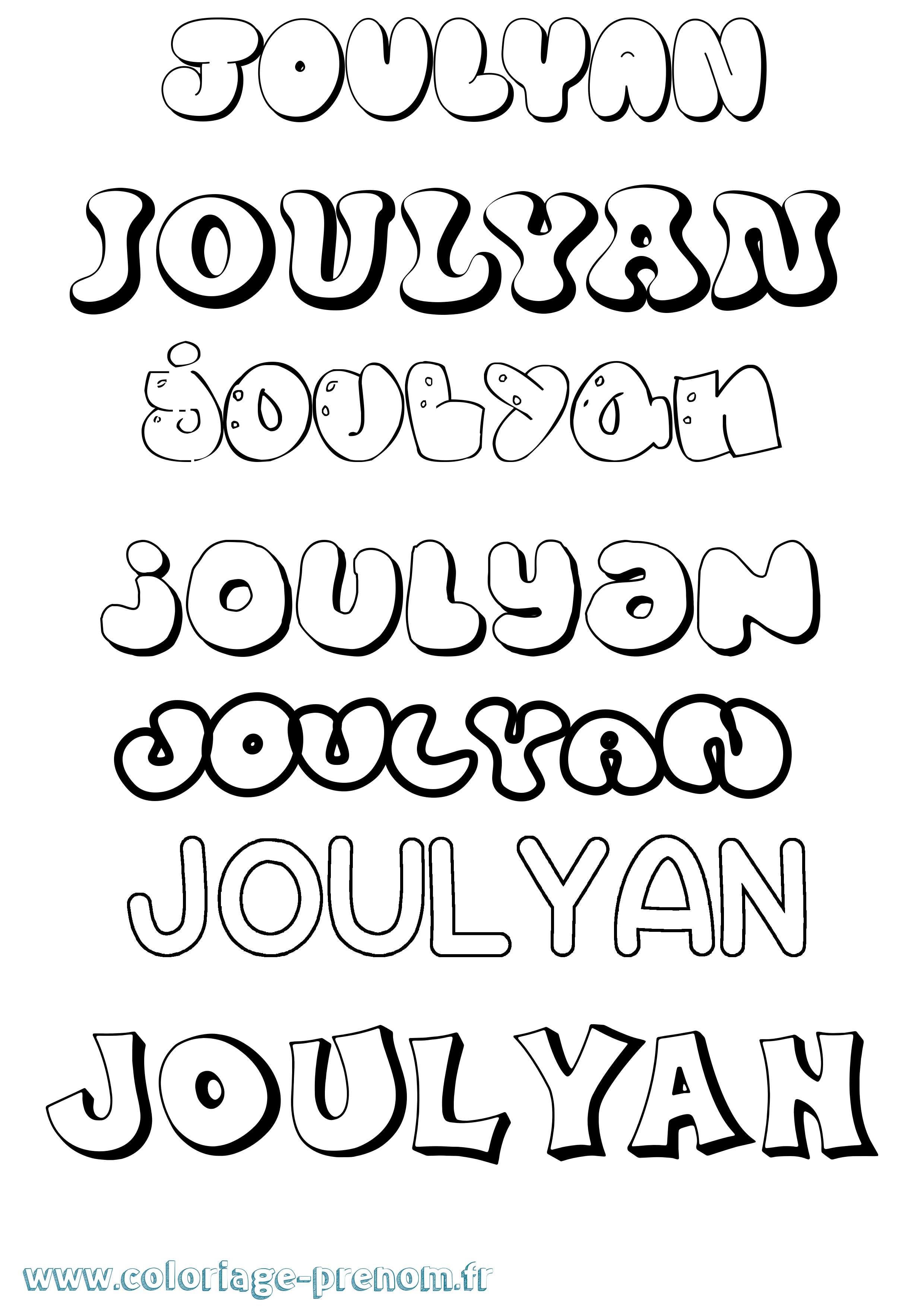 Coloriage Joulyan Bubble Coloriage prénom Joulyan Bubble