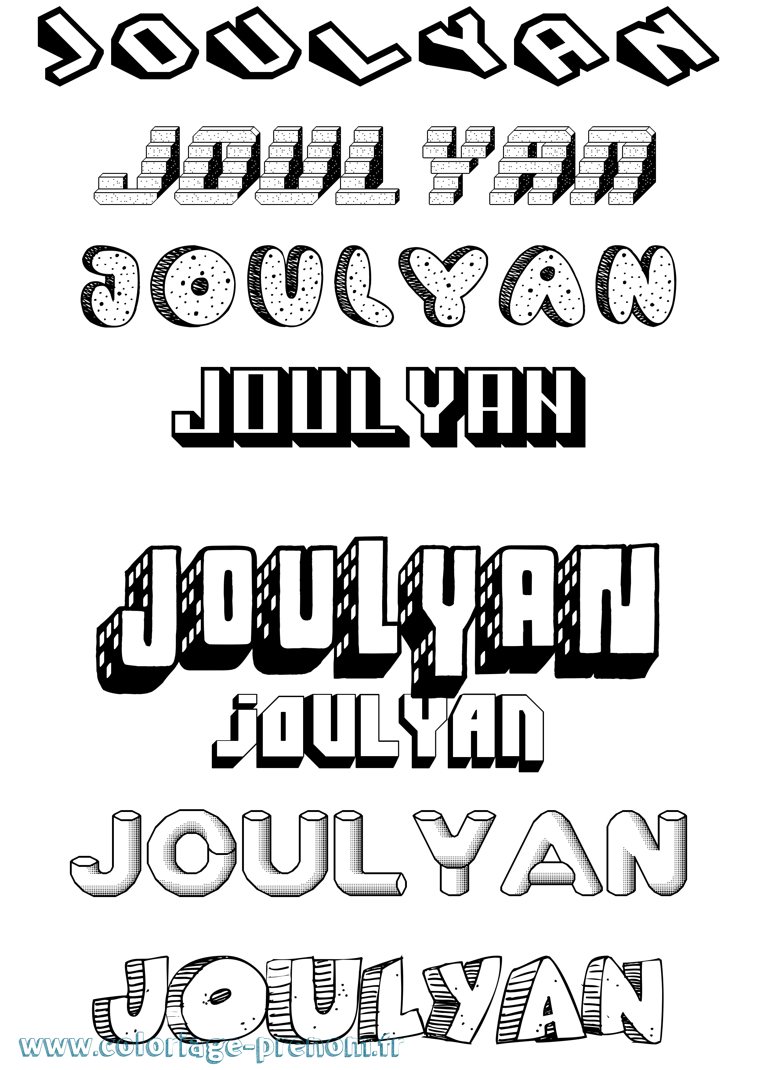 Coloriage Joulyan Effet 3D Coloriage prénom Joulyan Effet 3D