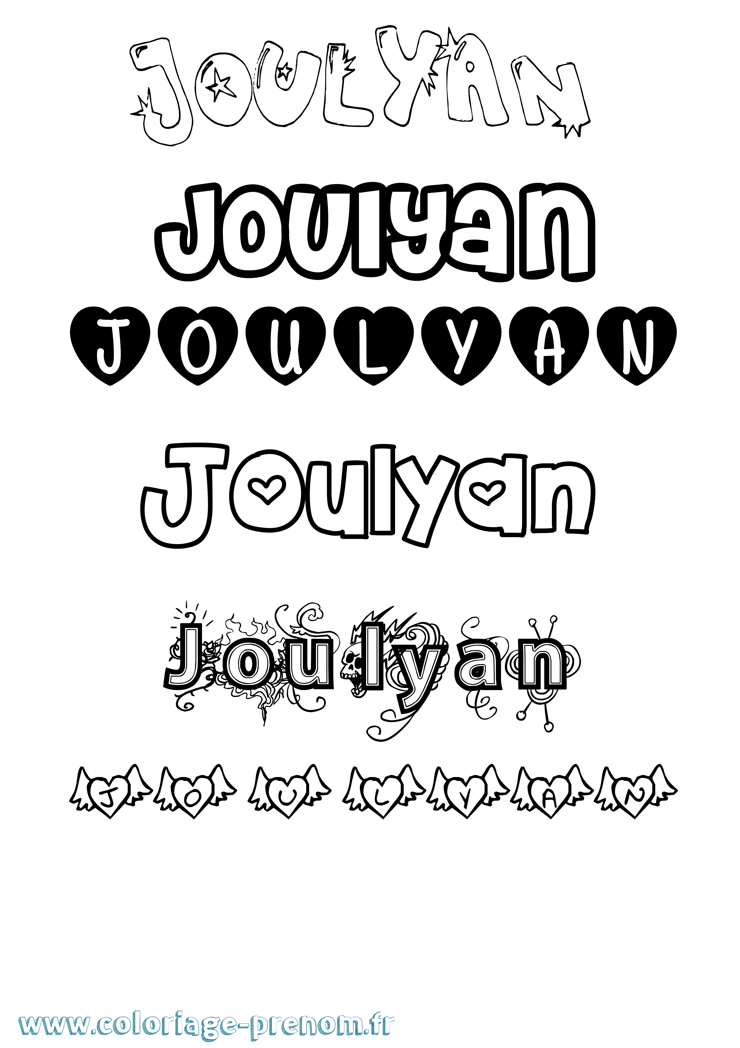 Coloriage Joulyan Girly Coloriage prénom Joulyan Girly