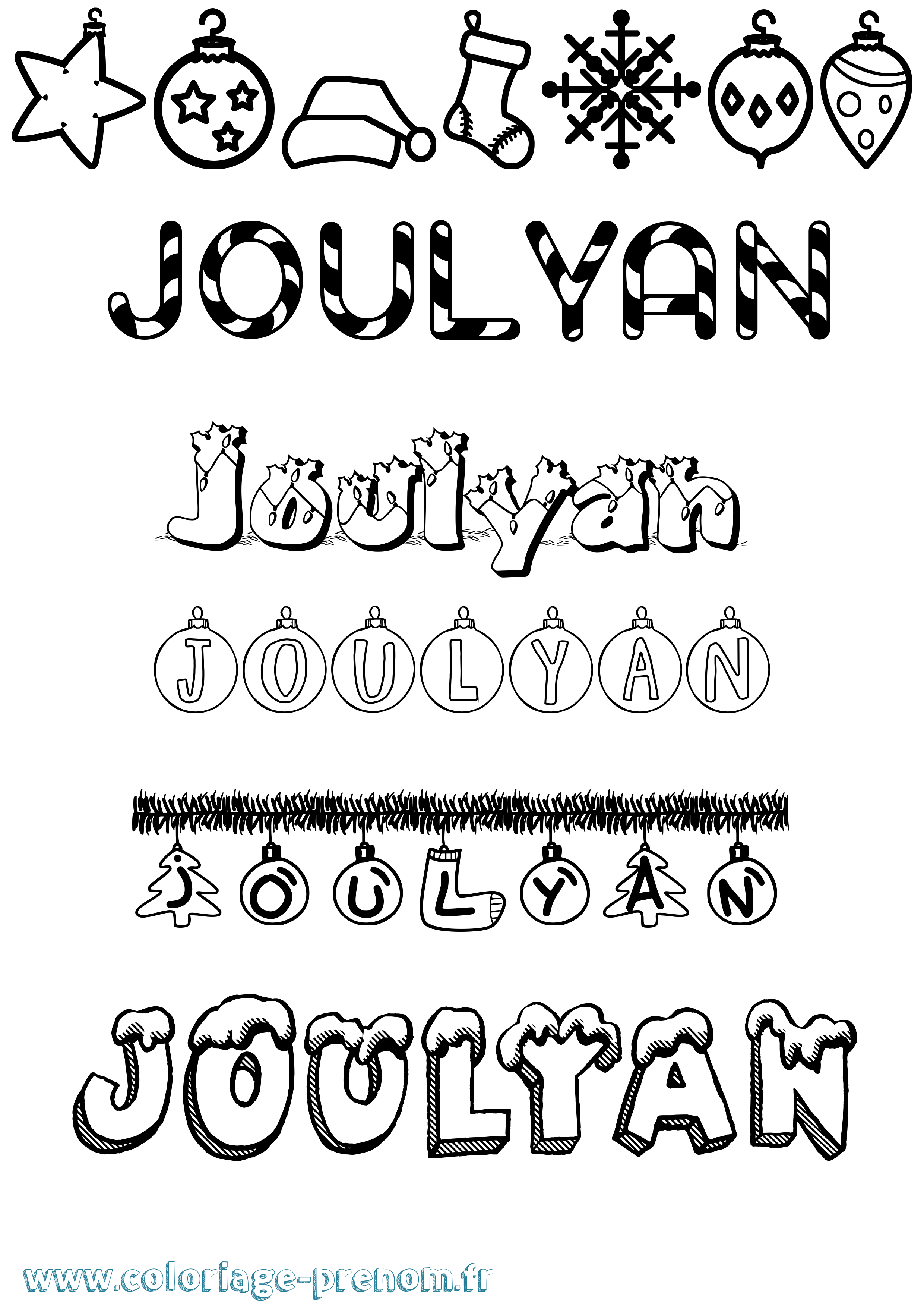 Coloriage Joulyan Noël Coloriage prénom Joulyan Noël
