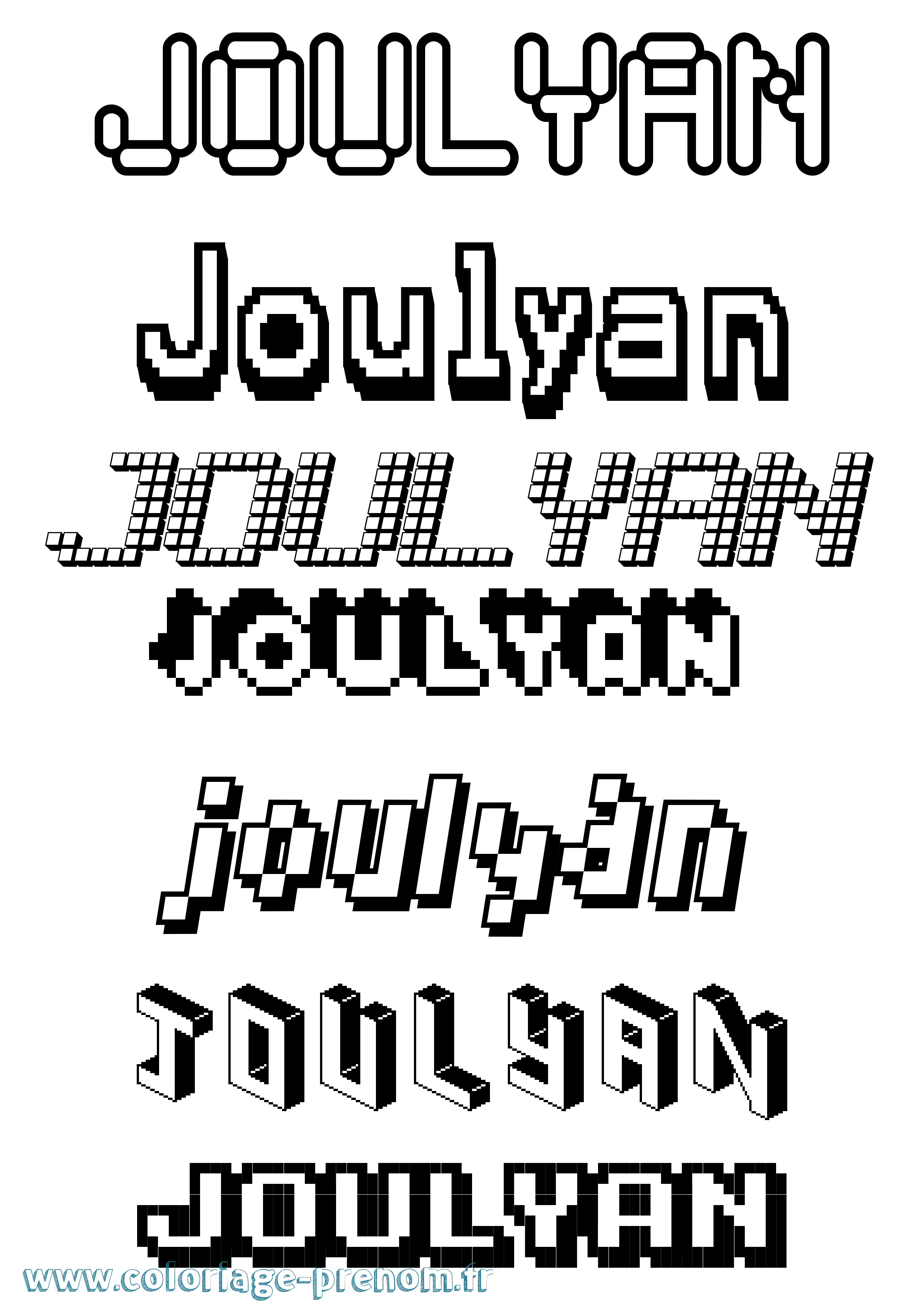 Coloriage Joulyan Pixel Coloriage prénom Joulyan Pixel