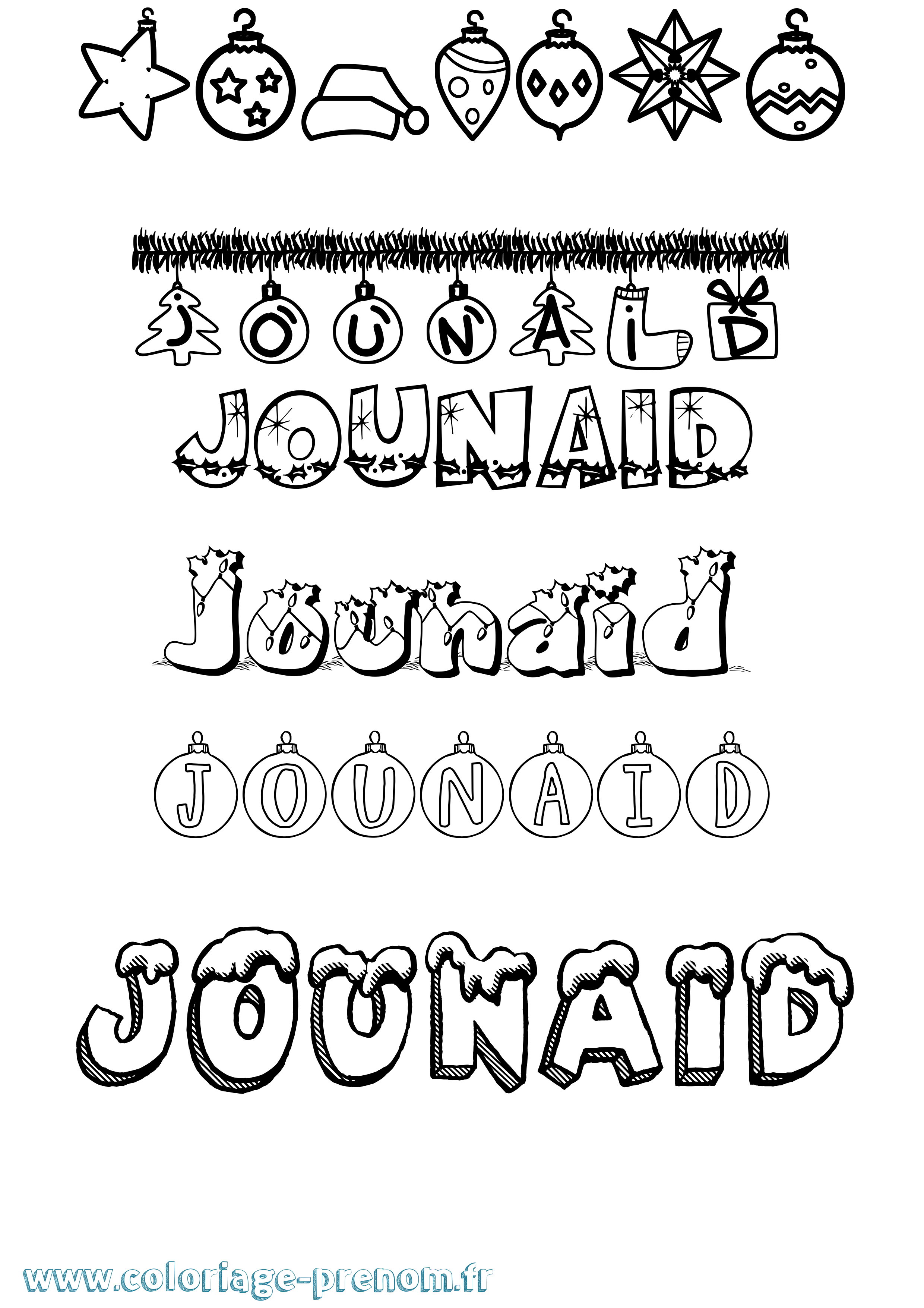 Coloriage Jounaid Noël Coloriage prénom Jounaid Noël